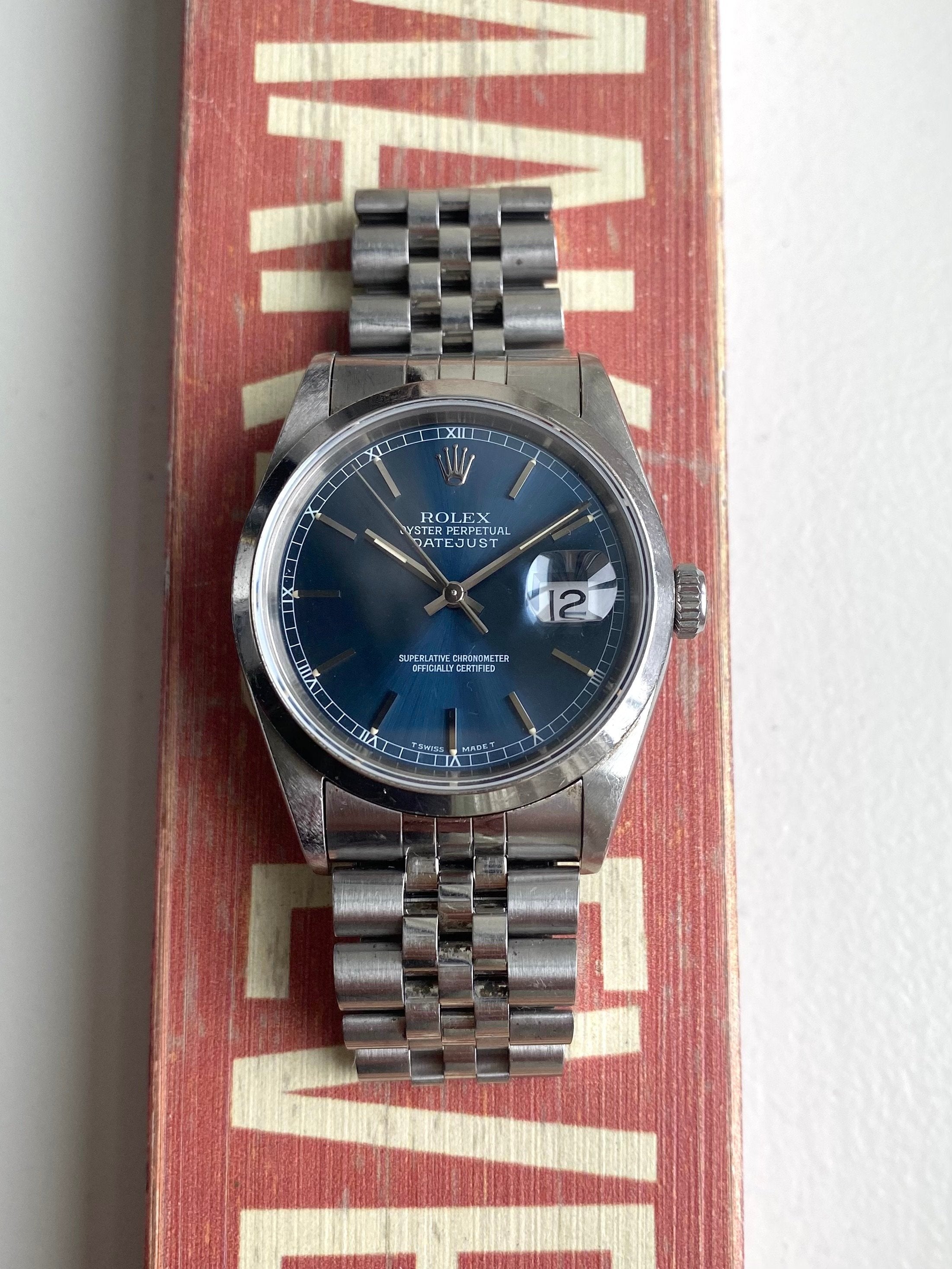 Rolex Datejust 36mm Reference 16200 Blue Sunburst Dial S Serial, 1993 Watch