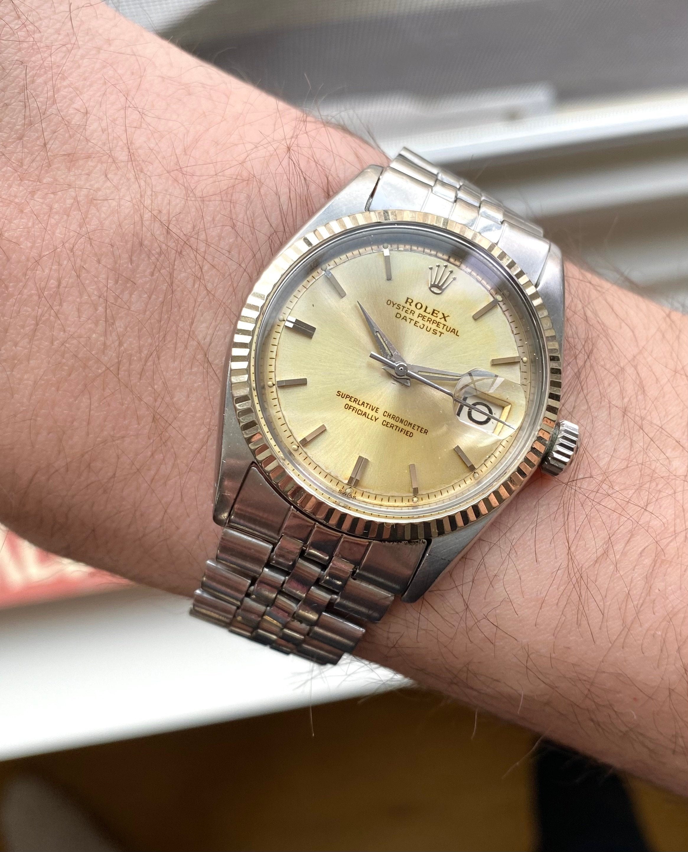 Vintage Rolex Datejust 1601 60s Automatic Silver Patina Dial w/ Bracelet Watch
