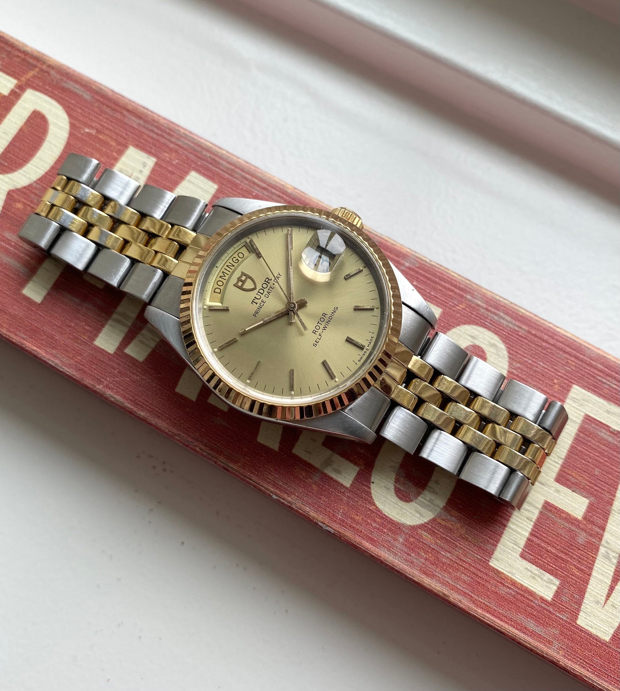 Tudor Oysterprince Dateday 94613 Champagne Dial Two Tone Full Set Watch