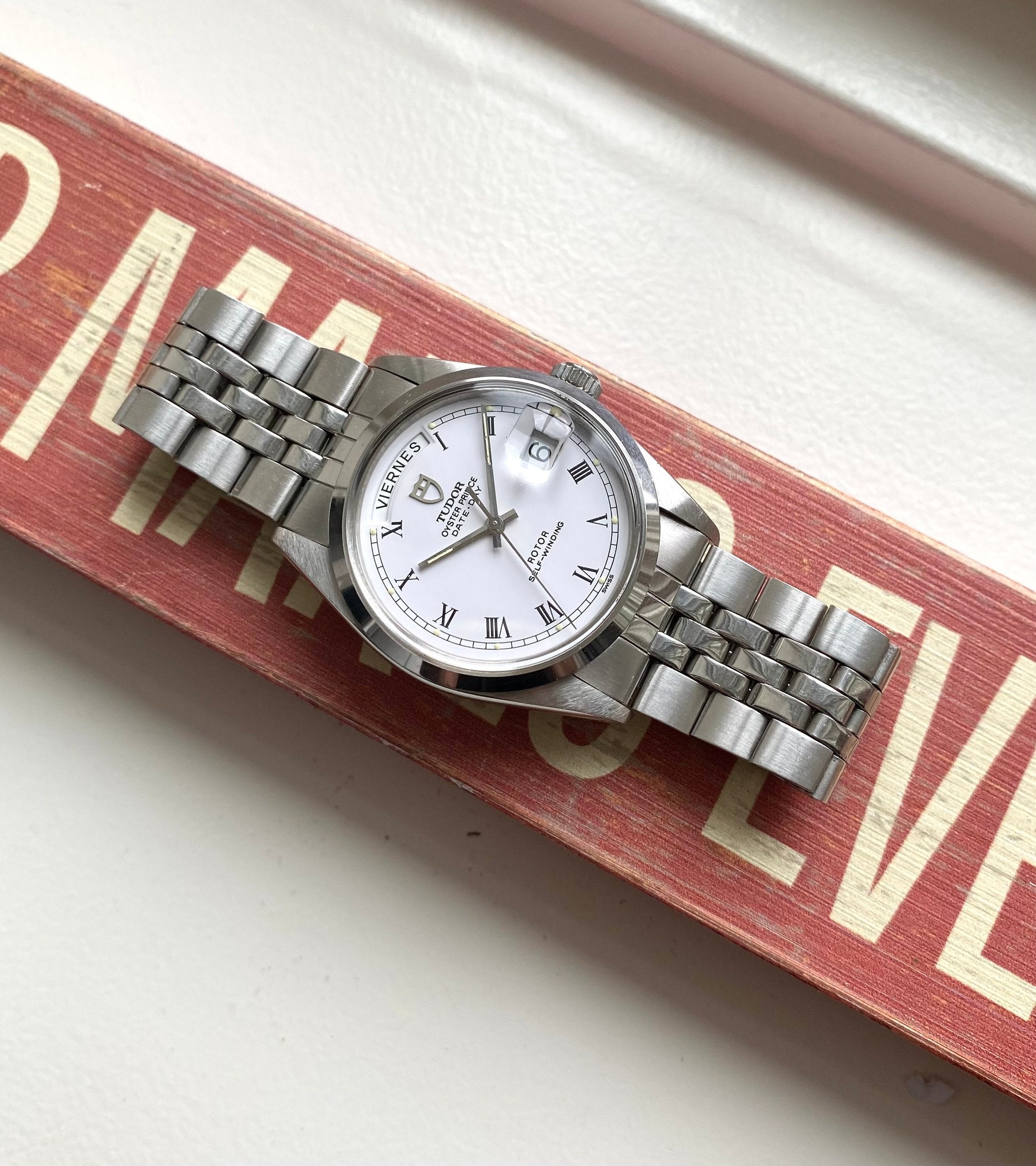 Tudor Oysterprince Date Day 80s Ref 94500 Automatic White Dial w/ Box and Papers Watch