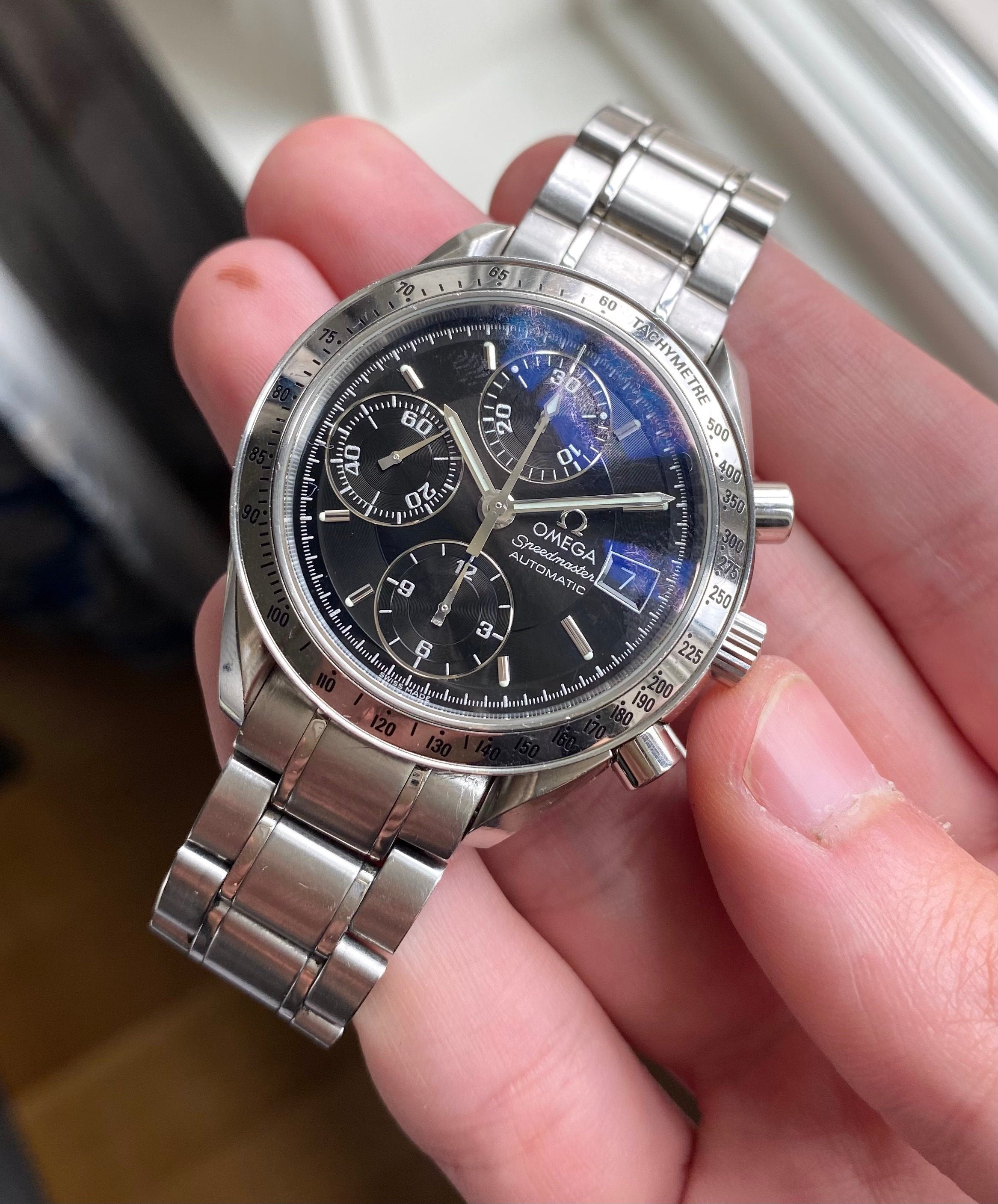 Omega Speedmaster Ref 3513.50 Quickset Date Automatic Chronograph Black Dial 39mm Watch