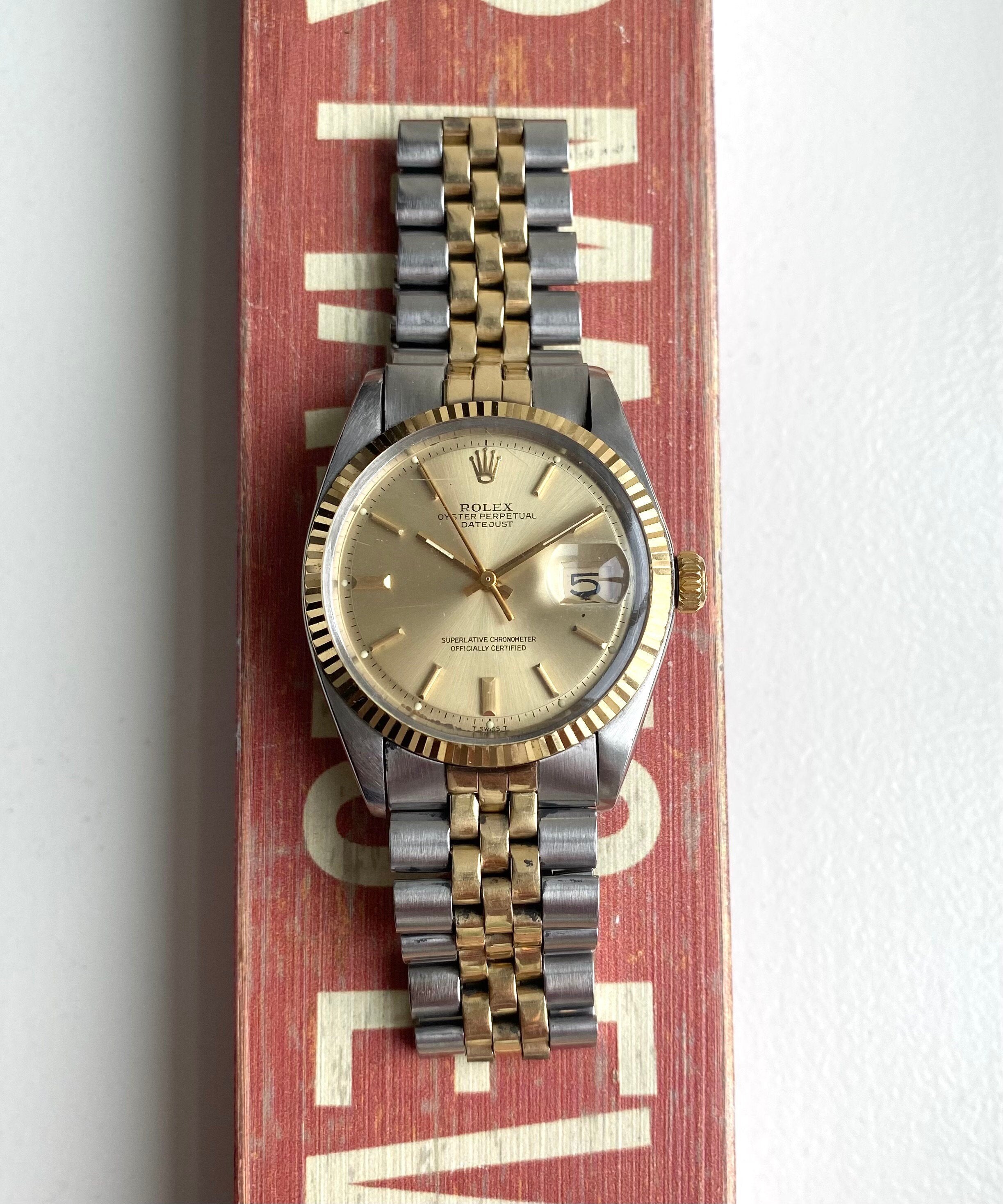 Vintage Rolex Datejust Ref 1601 70s Automatic Two Tone Champagne Dial 36mm Watch
