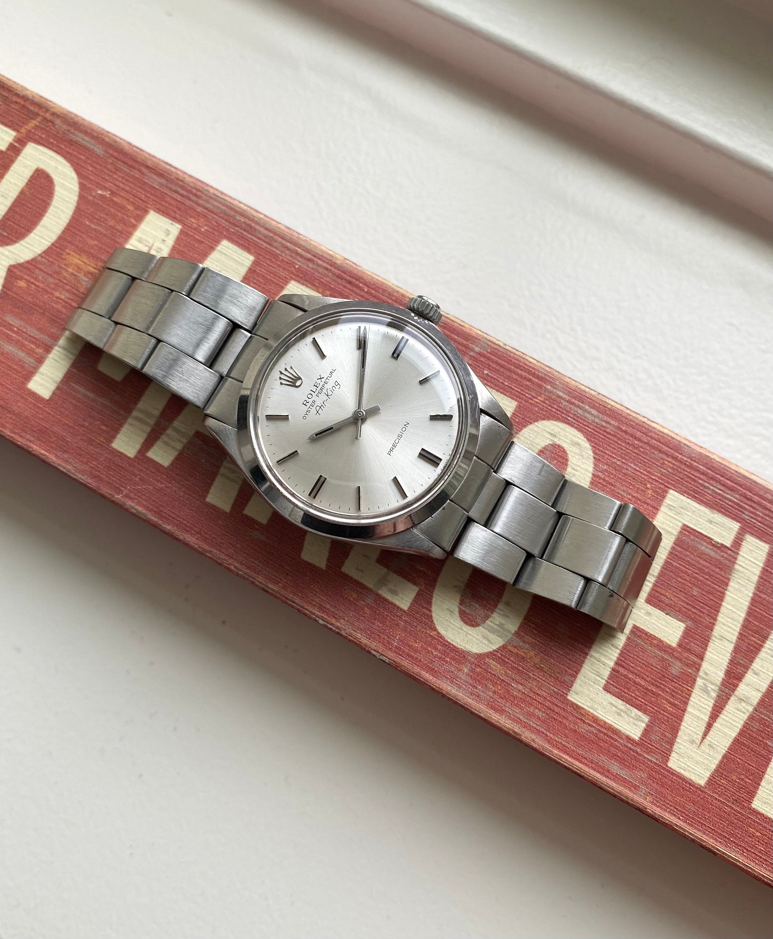 Vintage Rolex Air King Precision Ref 5500 Automatic Silver Dial 34mm Watch