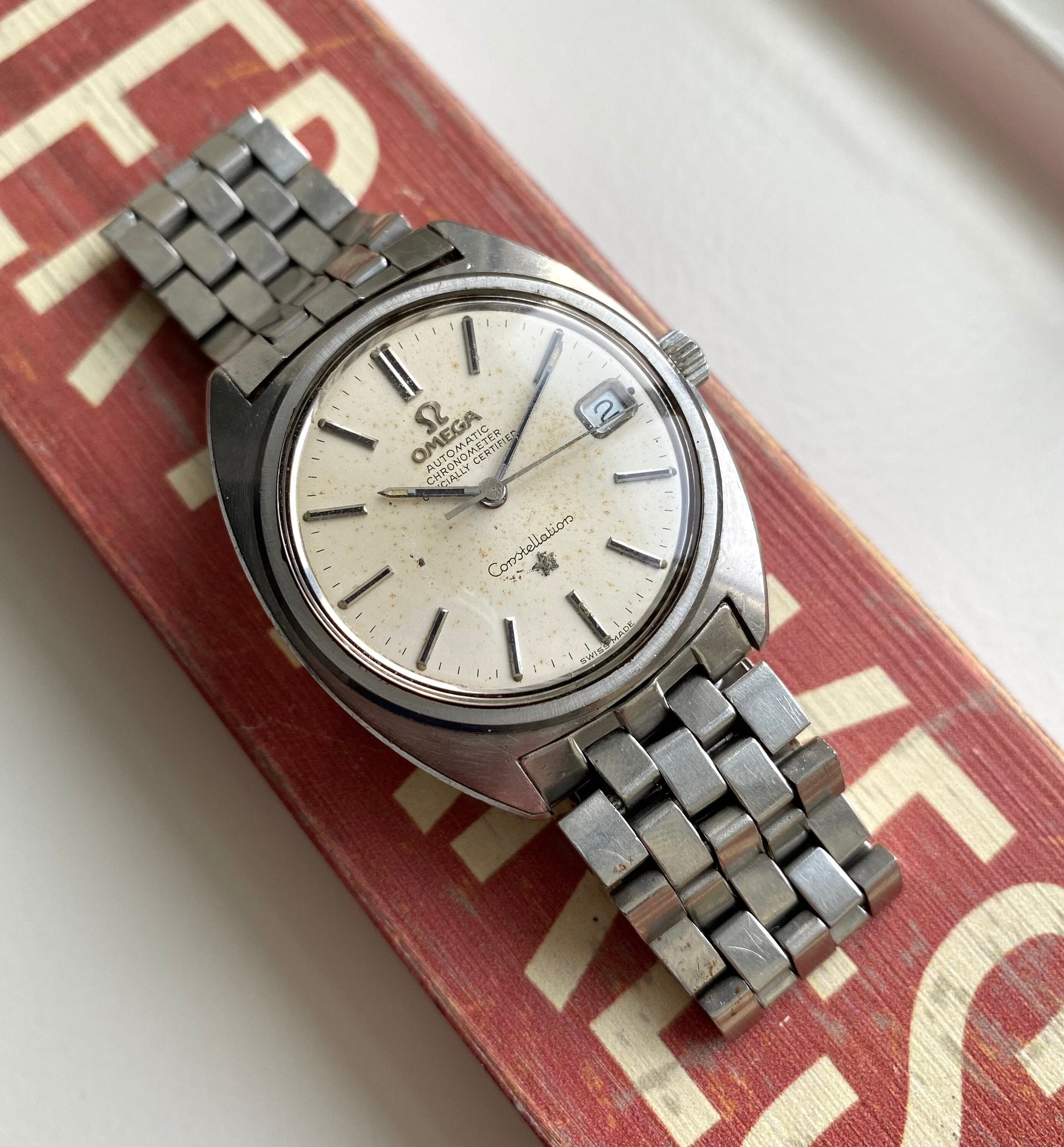 Vintage Omega Constellation Chronometer Automatic Silver Dial C-Case Watch