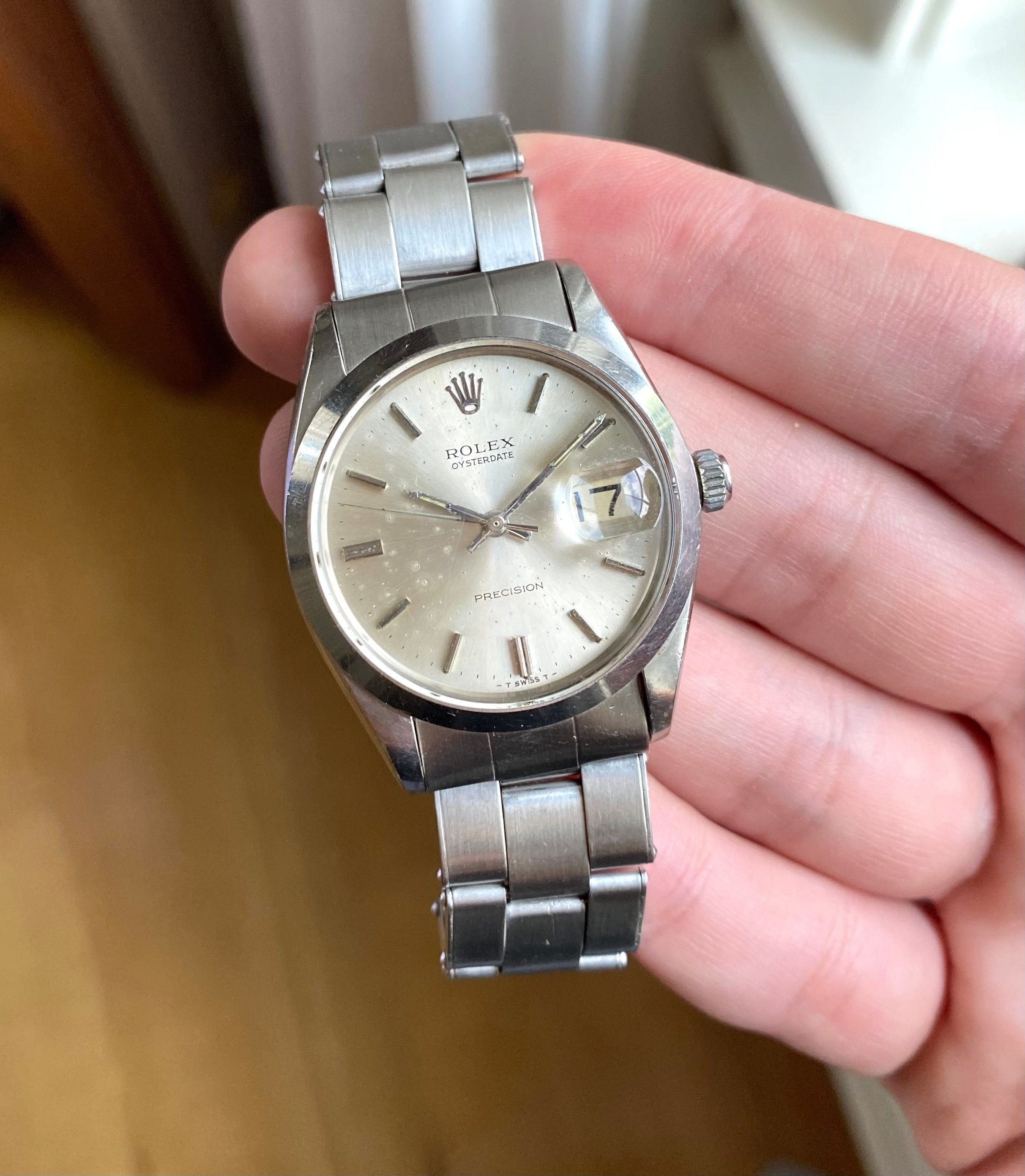 Vintage Rolex Oysterdate Precision Ref 6694 Manual Wind Silver Dial Steel 34mm Watch