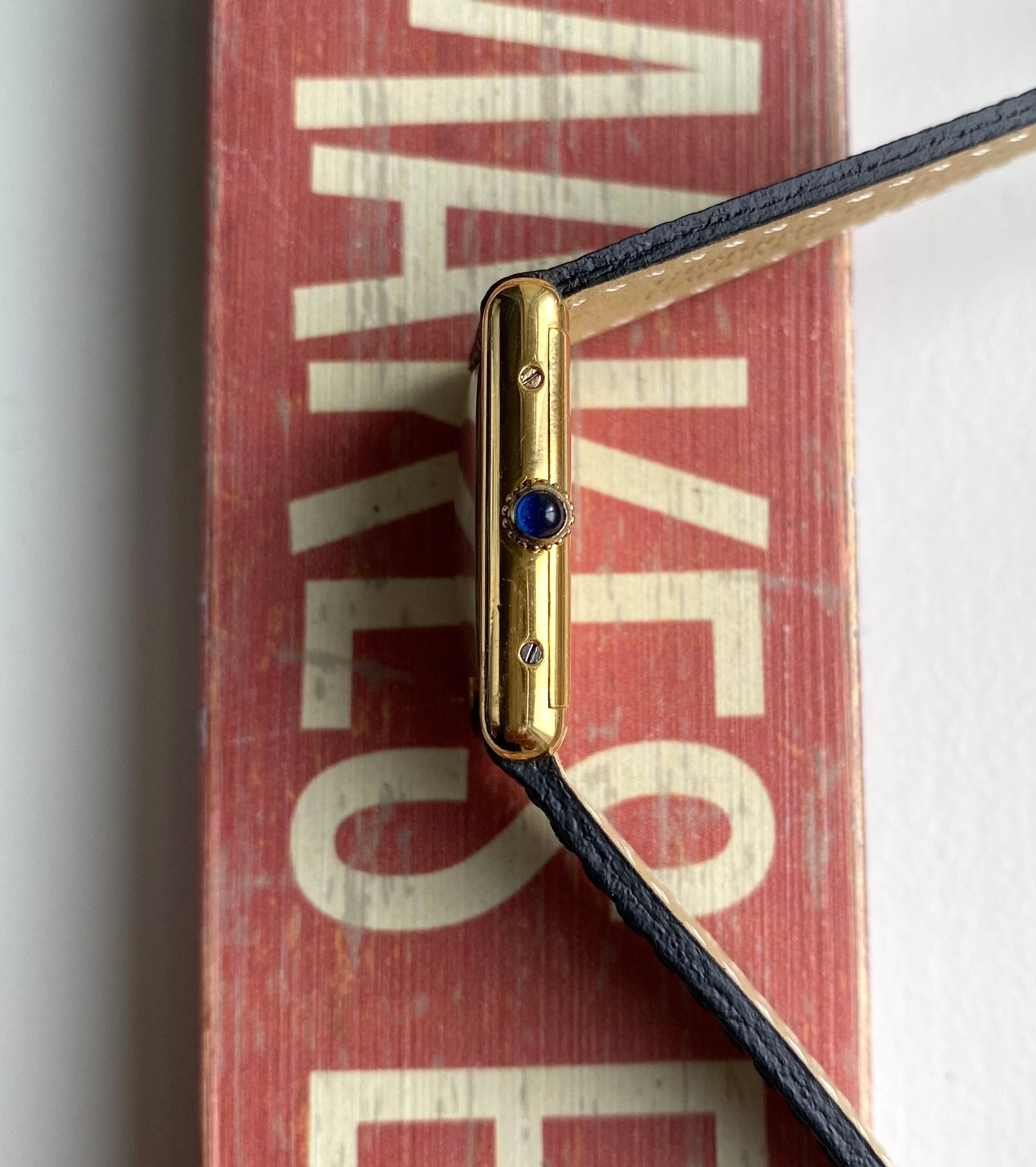 Vintage Cartier Tank Manual Wind Wood "Spider" Dial 18K Gold Electroplated Case