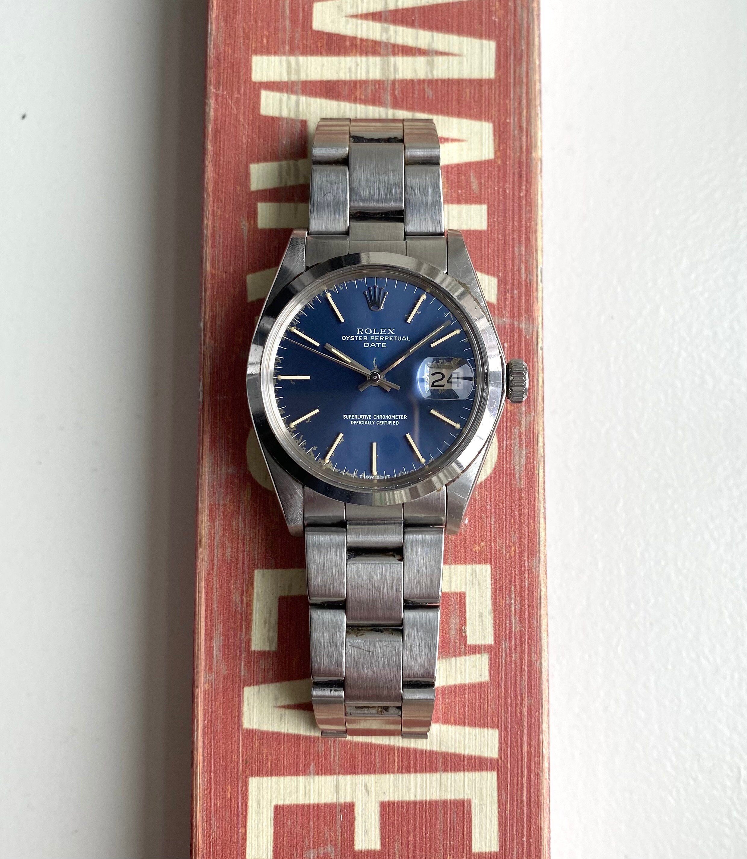 Vintage Rolex Oysterperpetual Date 70s Reference 1500 Blue Dial 34mm Watch