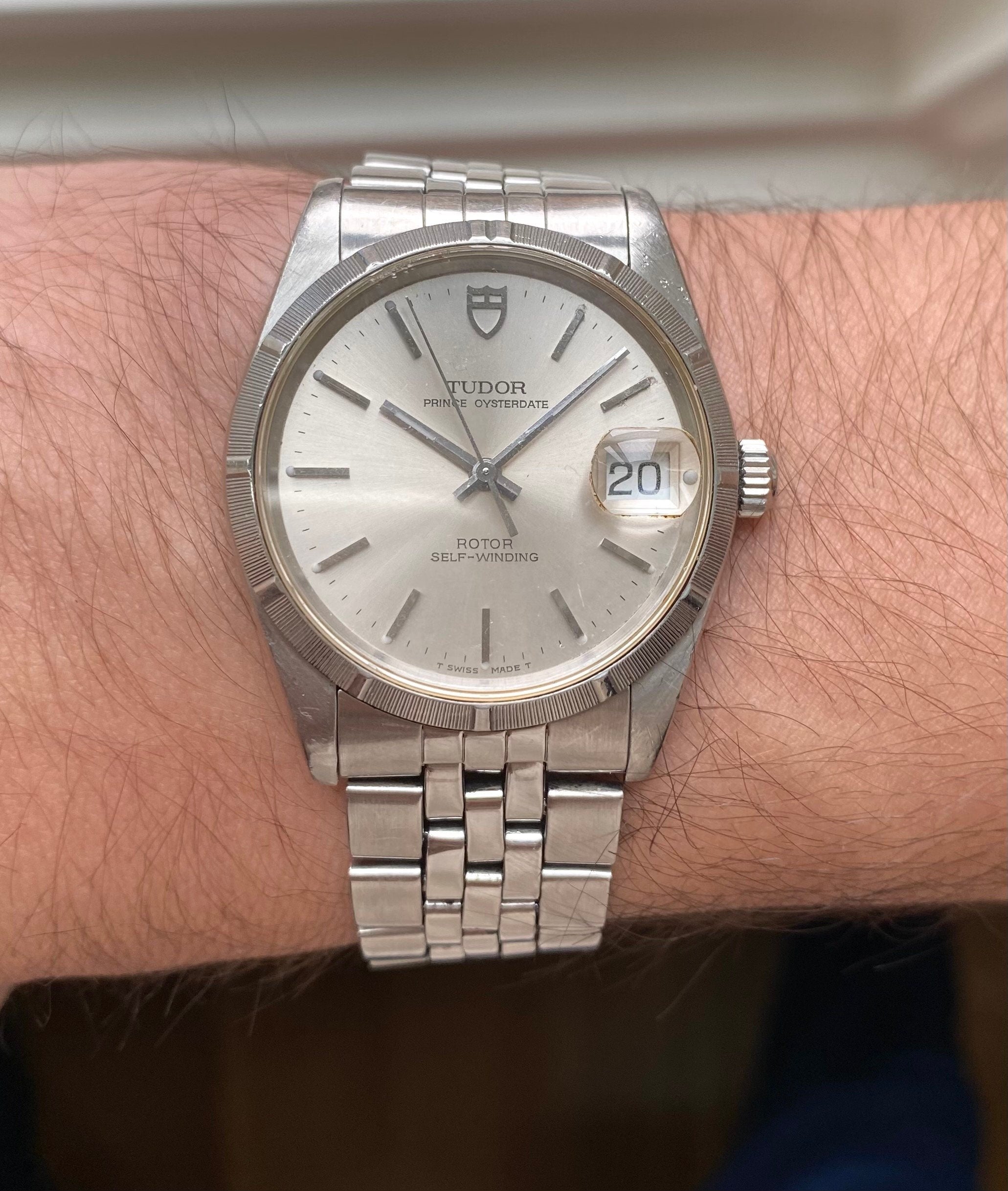 Tudor Prince Oysterdate 90s Ref 74010 Automatic Silver Dial Quickset Steel Watch