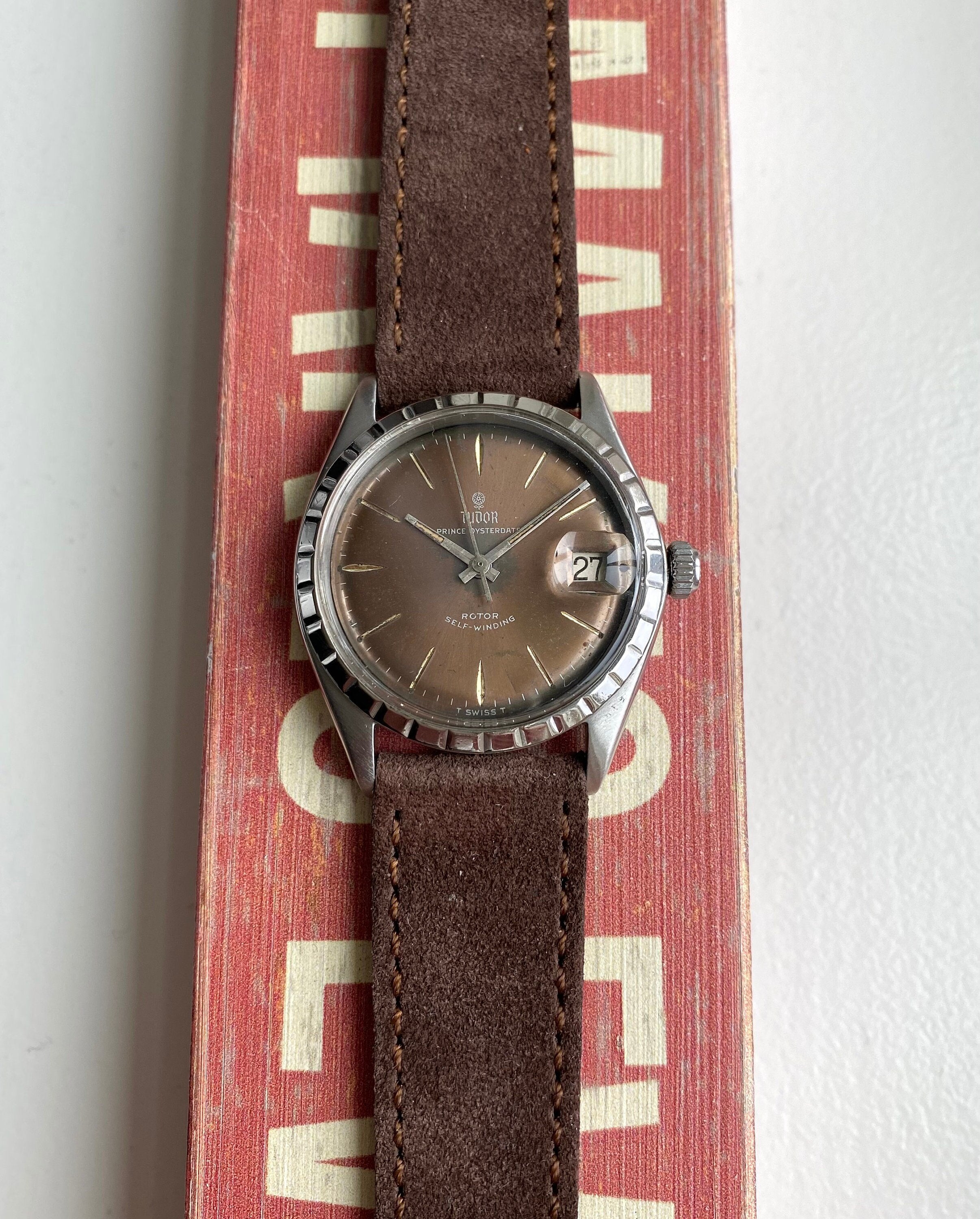 Vintage Tudor Prince Oysterdate Ref 7966 Automatic Tropical Rose Dial 34mm Watch