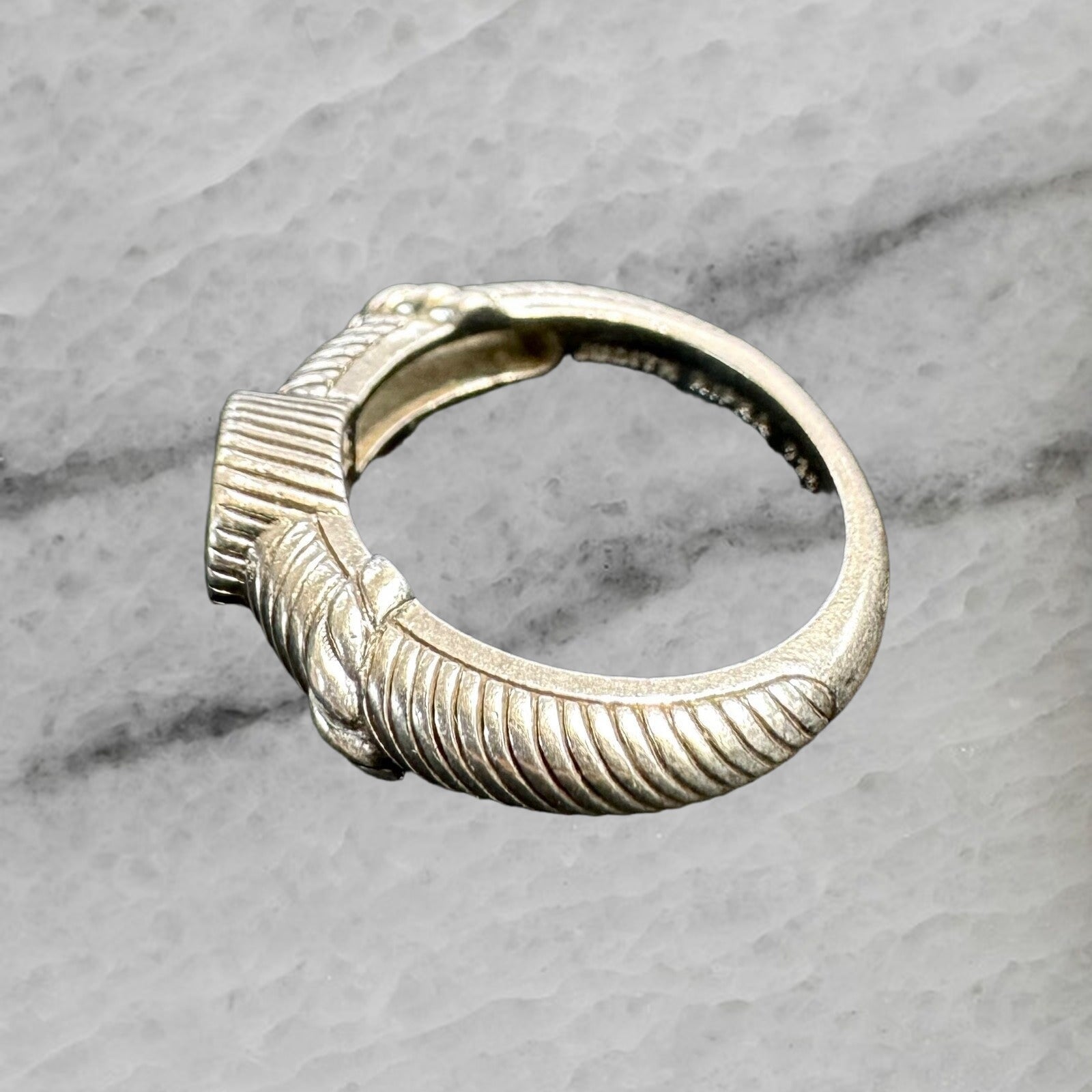 Judith Ripka Sterling Silver Blue Stone Twisted Band Ring Size 7.75