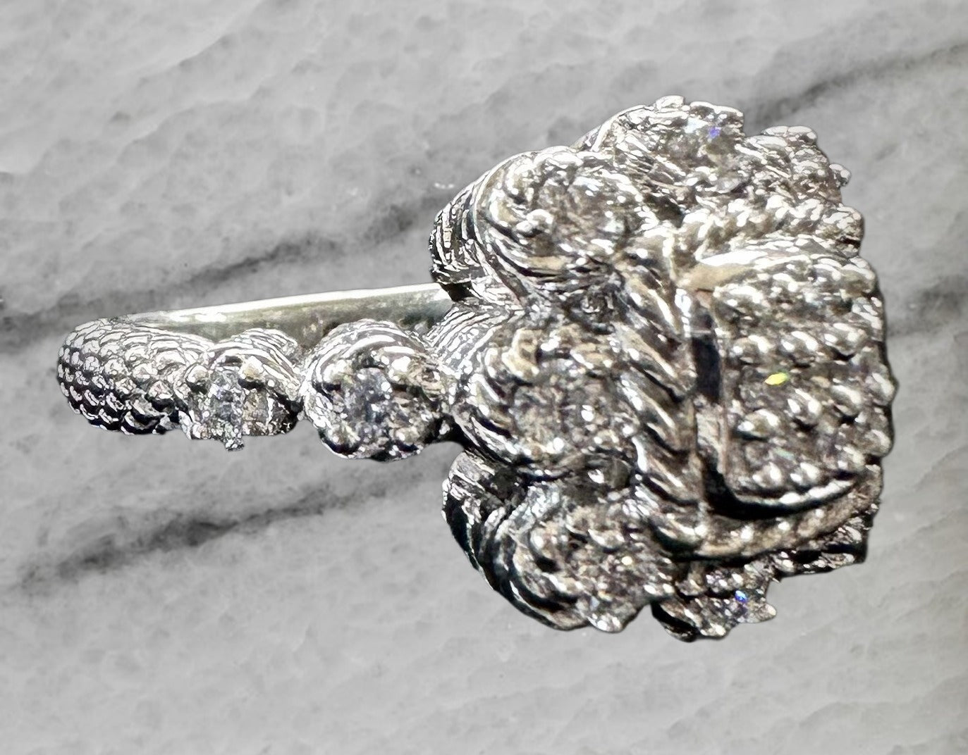 Judith Ripka Sterling Silver Cubic Ziconia Cluster Ring Size 6