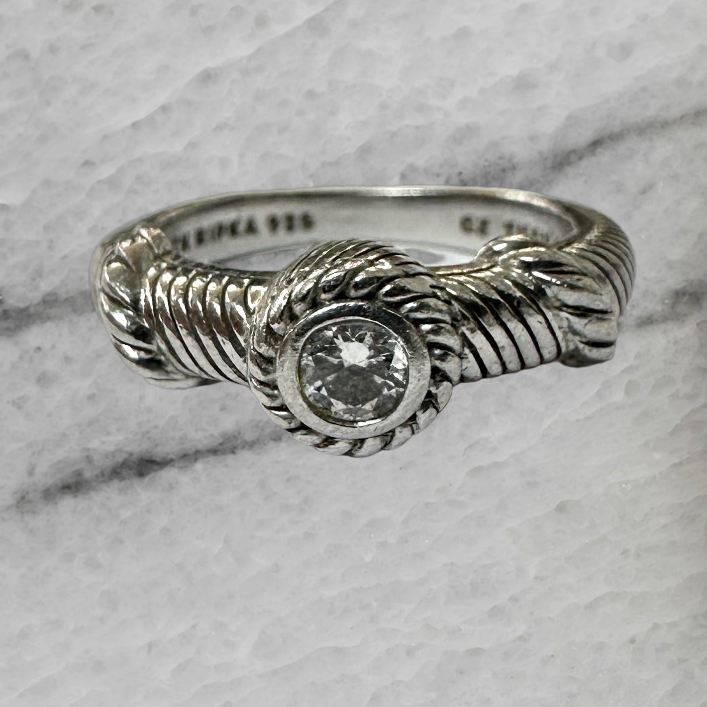 Judith Ripka Thailand Sterling Silver Cubic Zirconia Ring Size 7.75