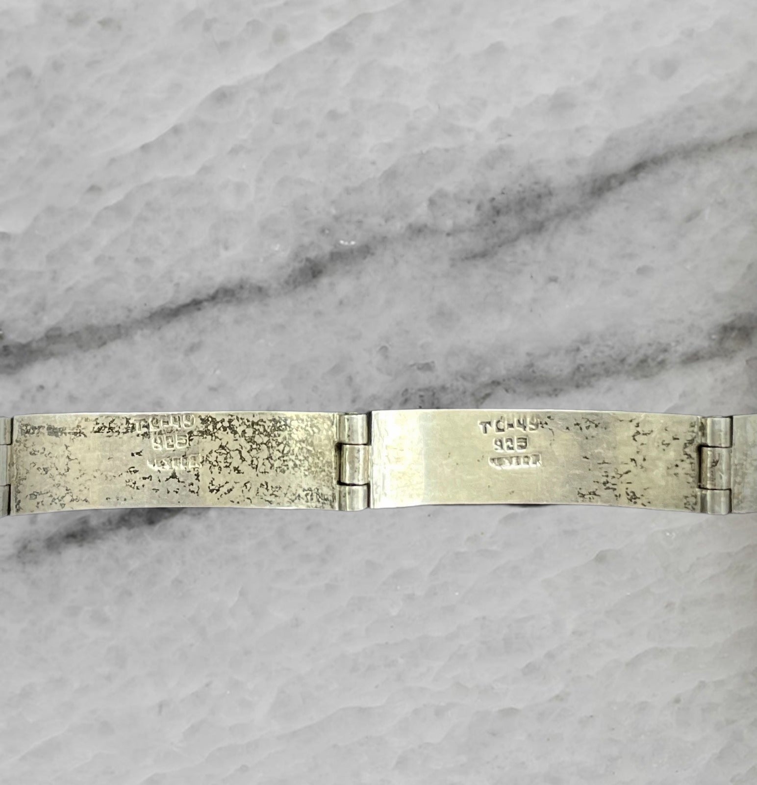 Mexico Taxco TC 49 Sterling Silver Bracelet with Turquoise Inlay 7 5