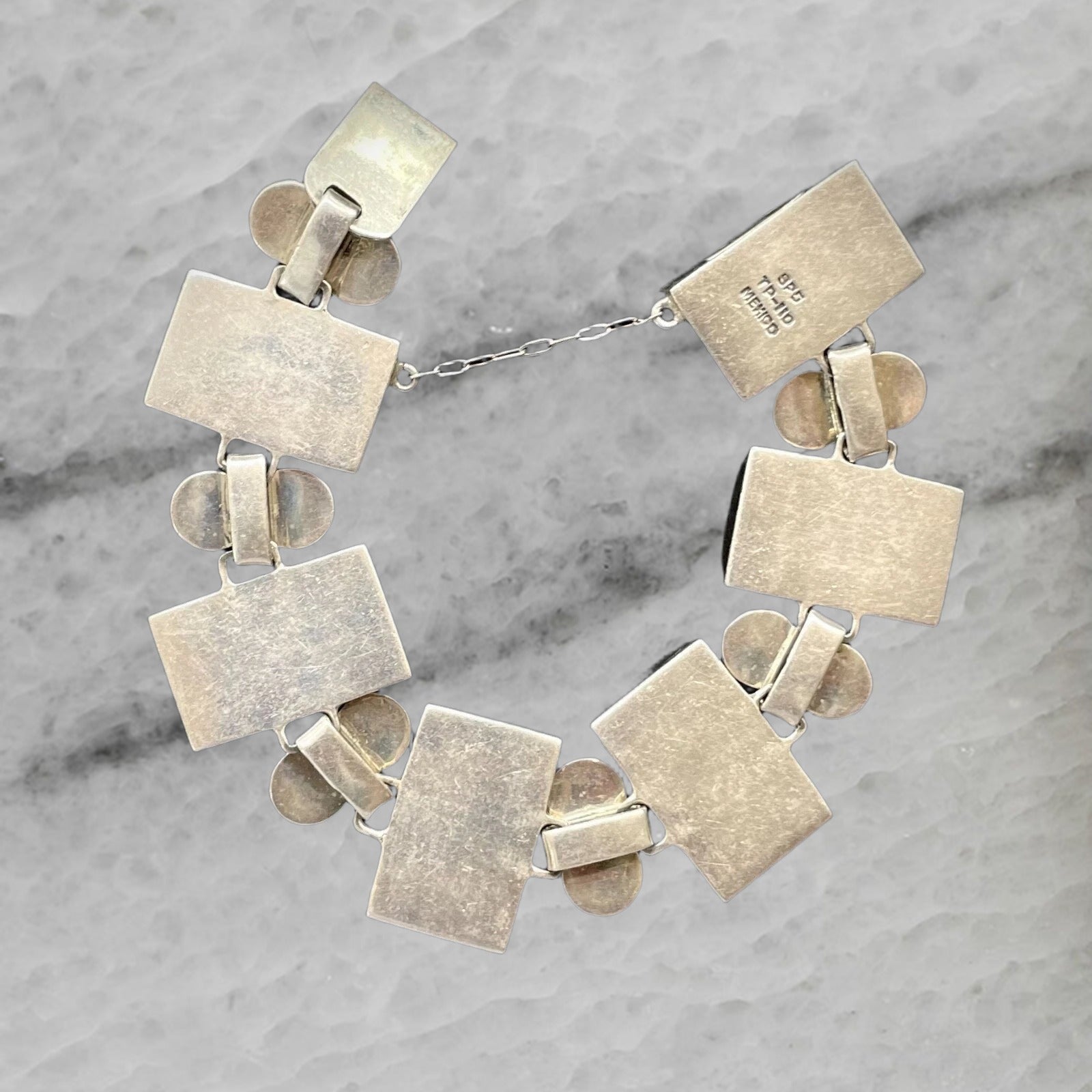 Mexico Taxco Vintage TP 110 Sterling Silver Panel Link Bracelet
