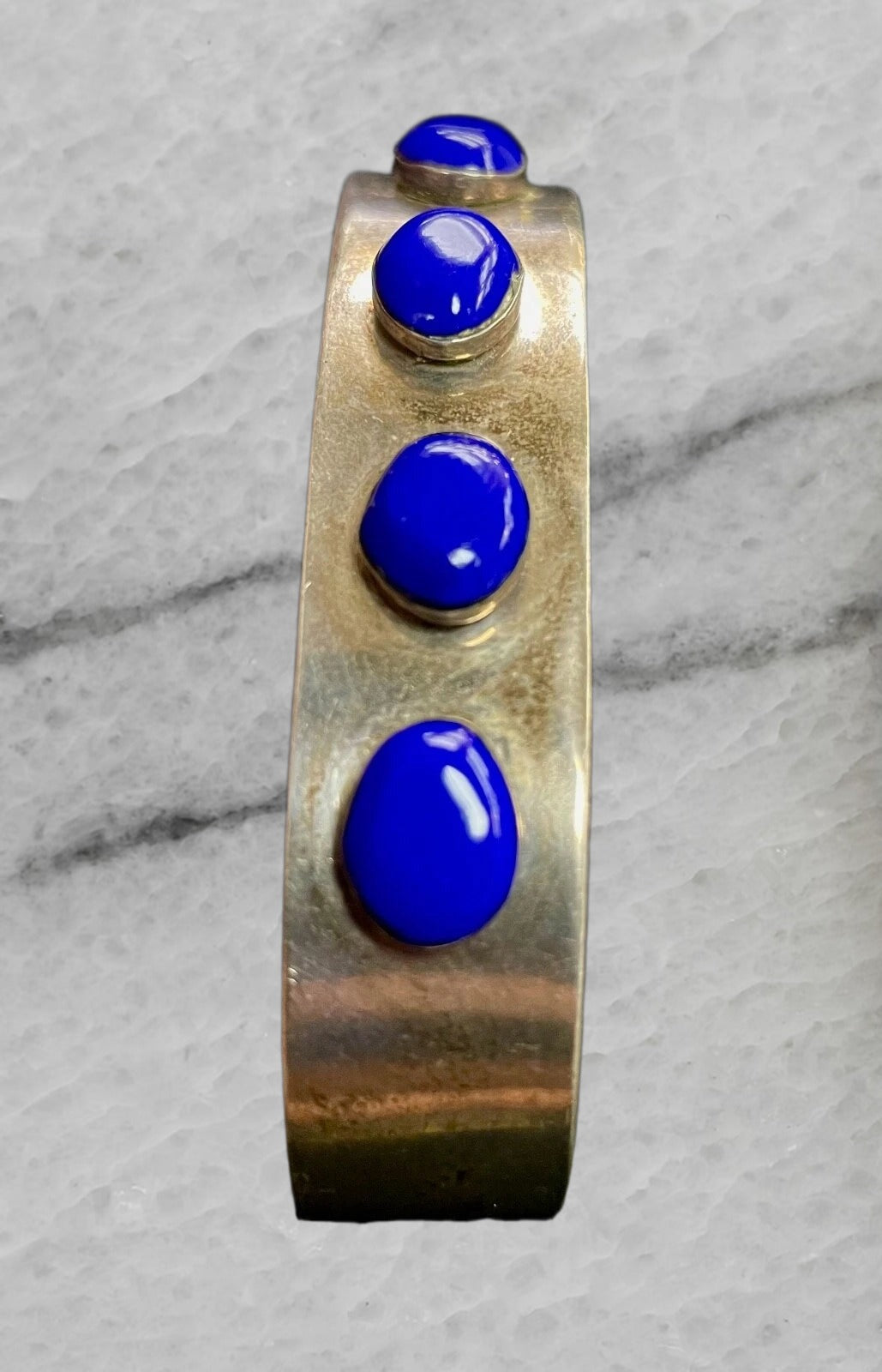 Mexico Tf 57 Vintage Sterling Silver Bangle Lapis Lazuli