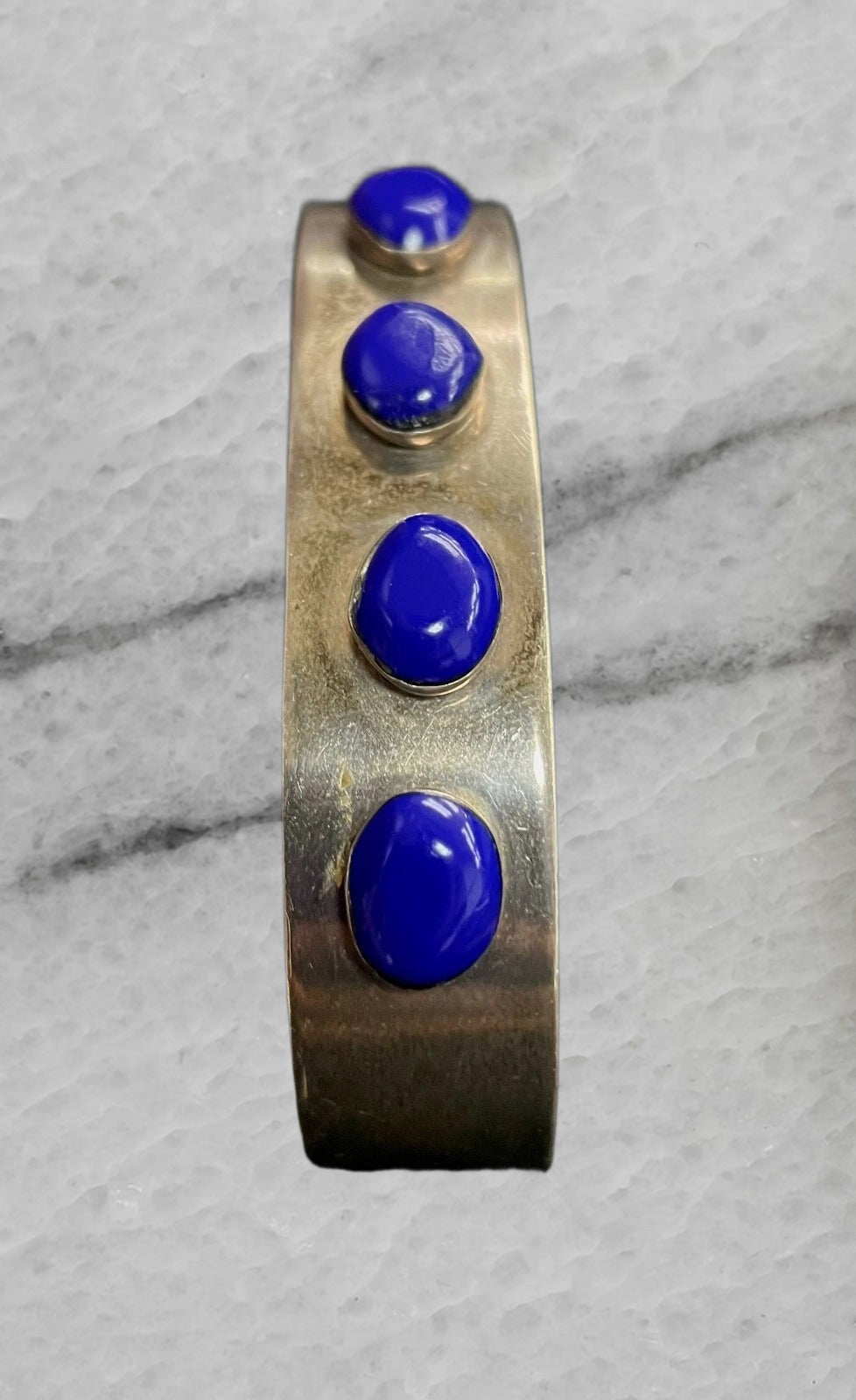 Mexico Tf 57 Vintage Sterling Silver Bangle Lapis Lazuli