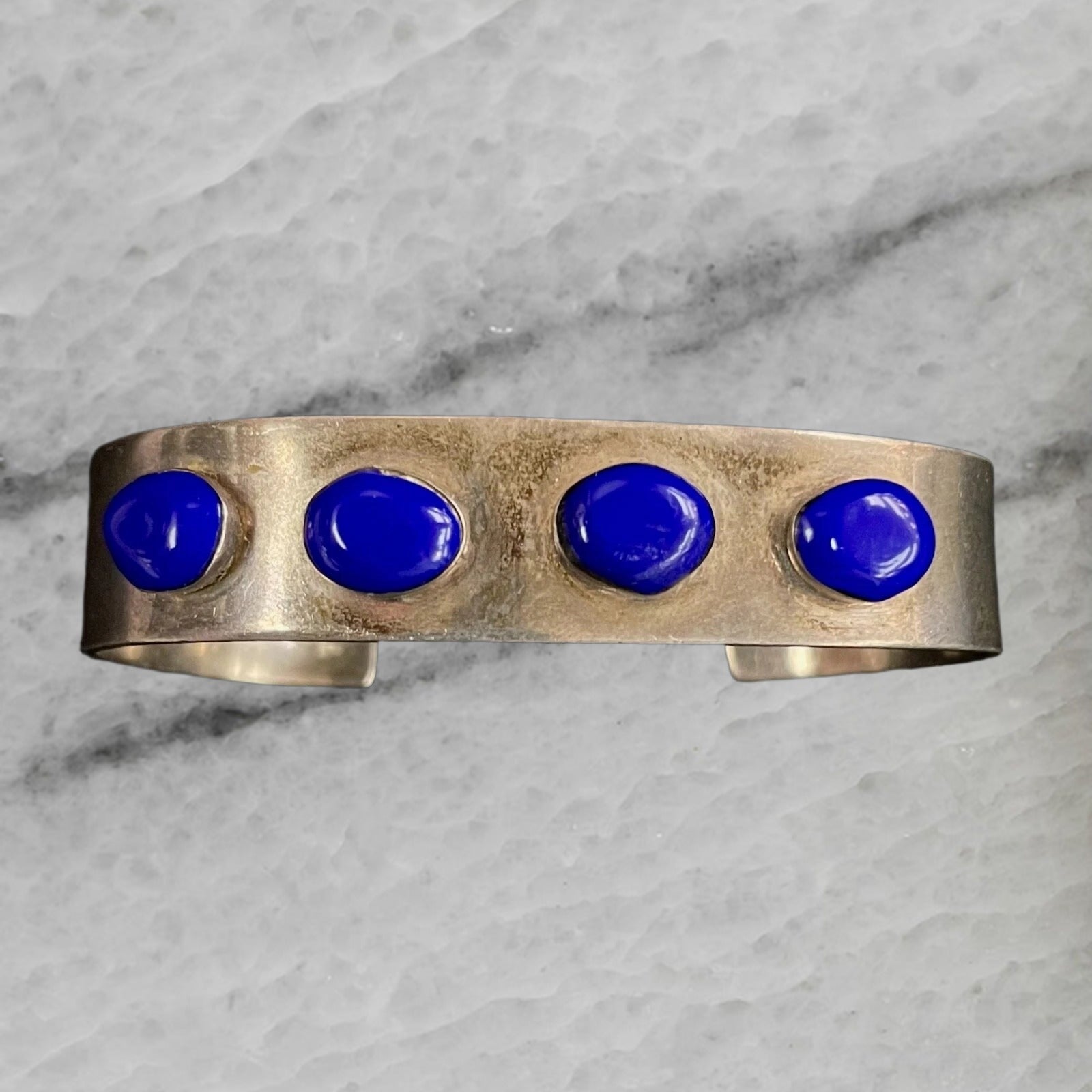 Mexico Tf 57 Vintage Sterling Silver Bangle Lapis Lazuli