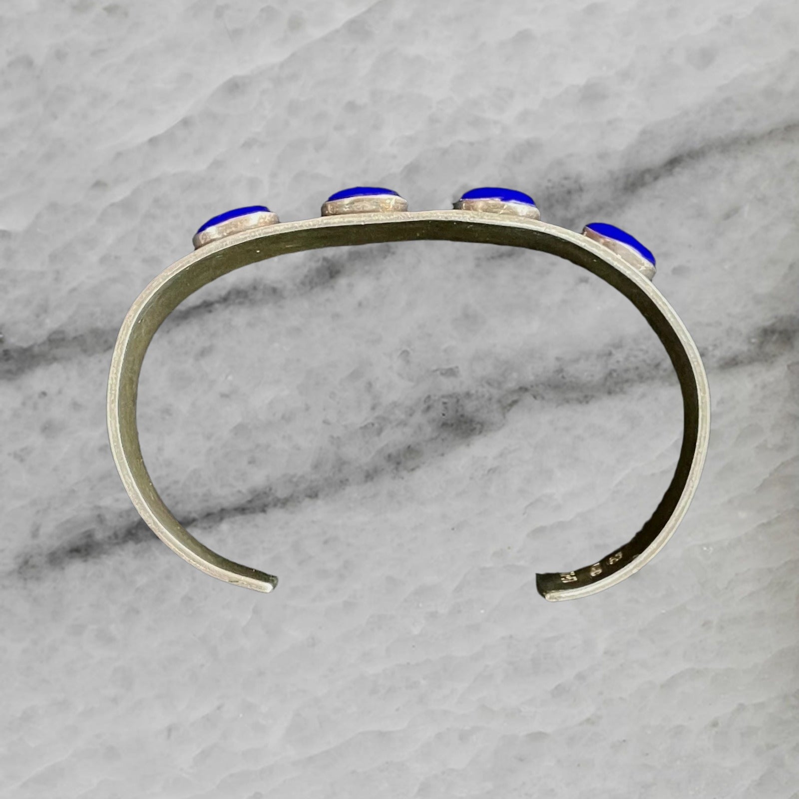 Mexico Tf 57 Vintage Sterling Silver Bangle Lapis Lazuli