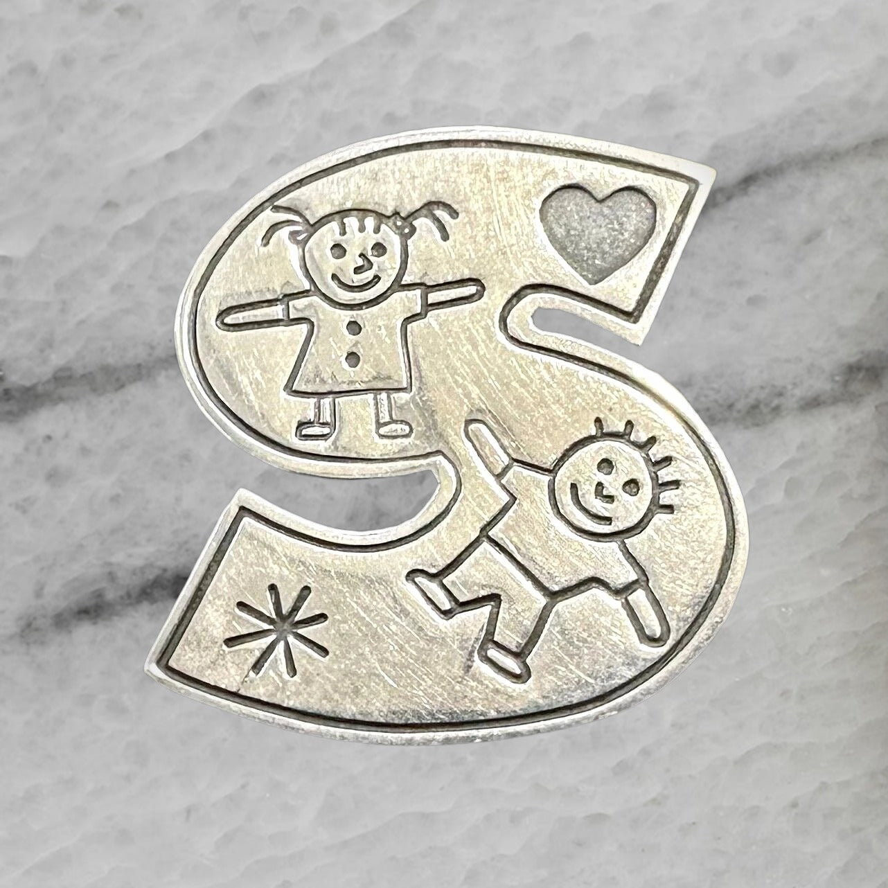 Mexico Vintage EFS Save the Children Letter S Pin Brooch