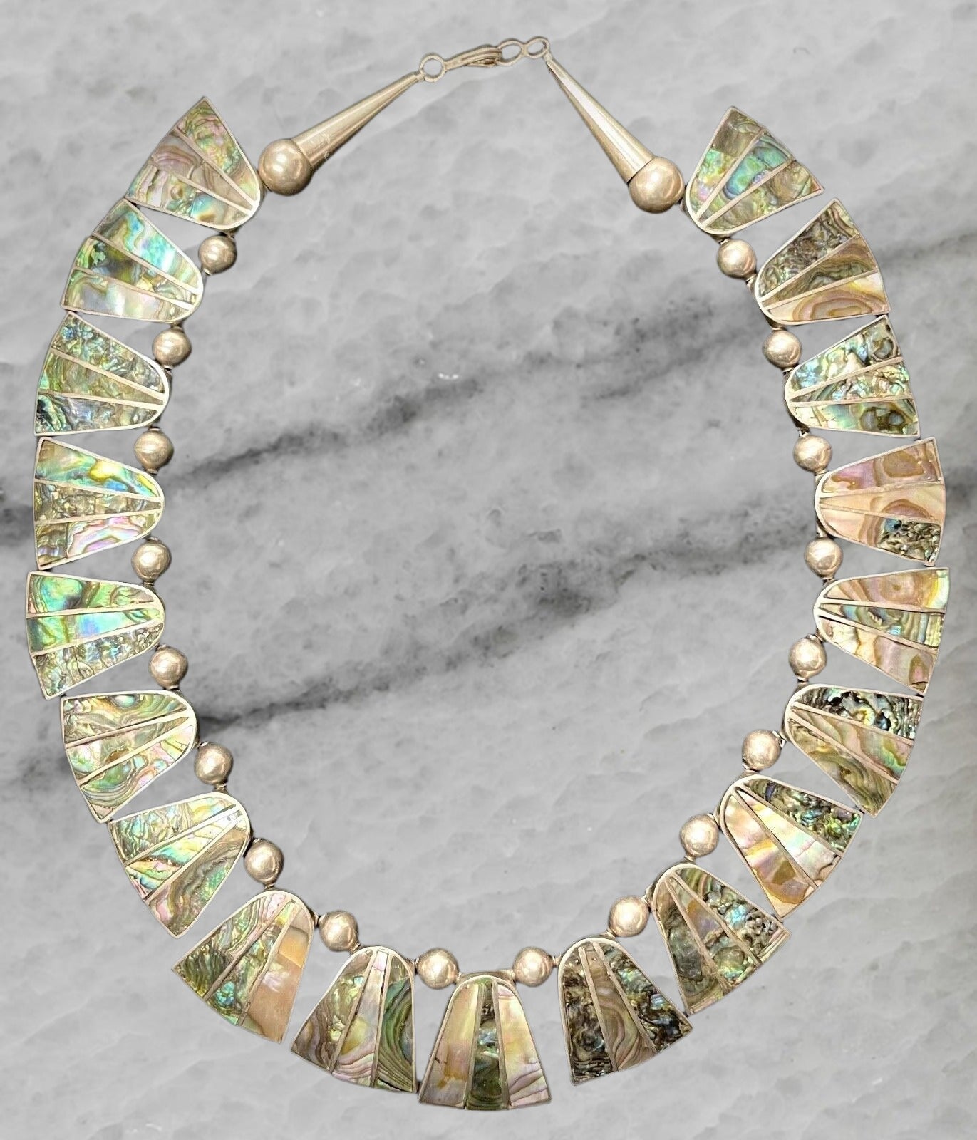 Mexico Vintage Sterling Silver Necklace with Abalone 17 5