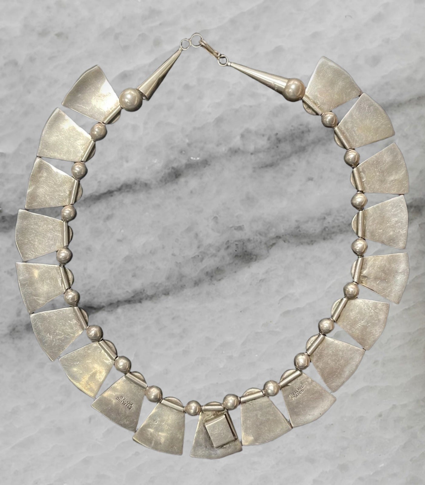 Mexico Vintage Sterling Silver Necklace with Abalone 17 5