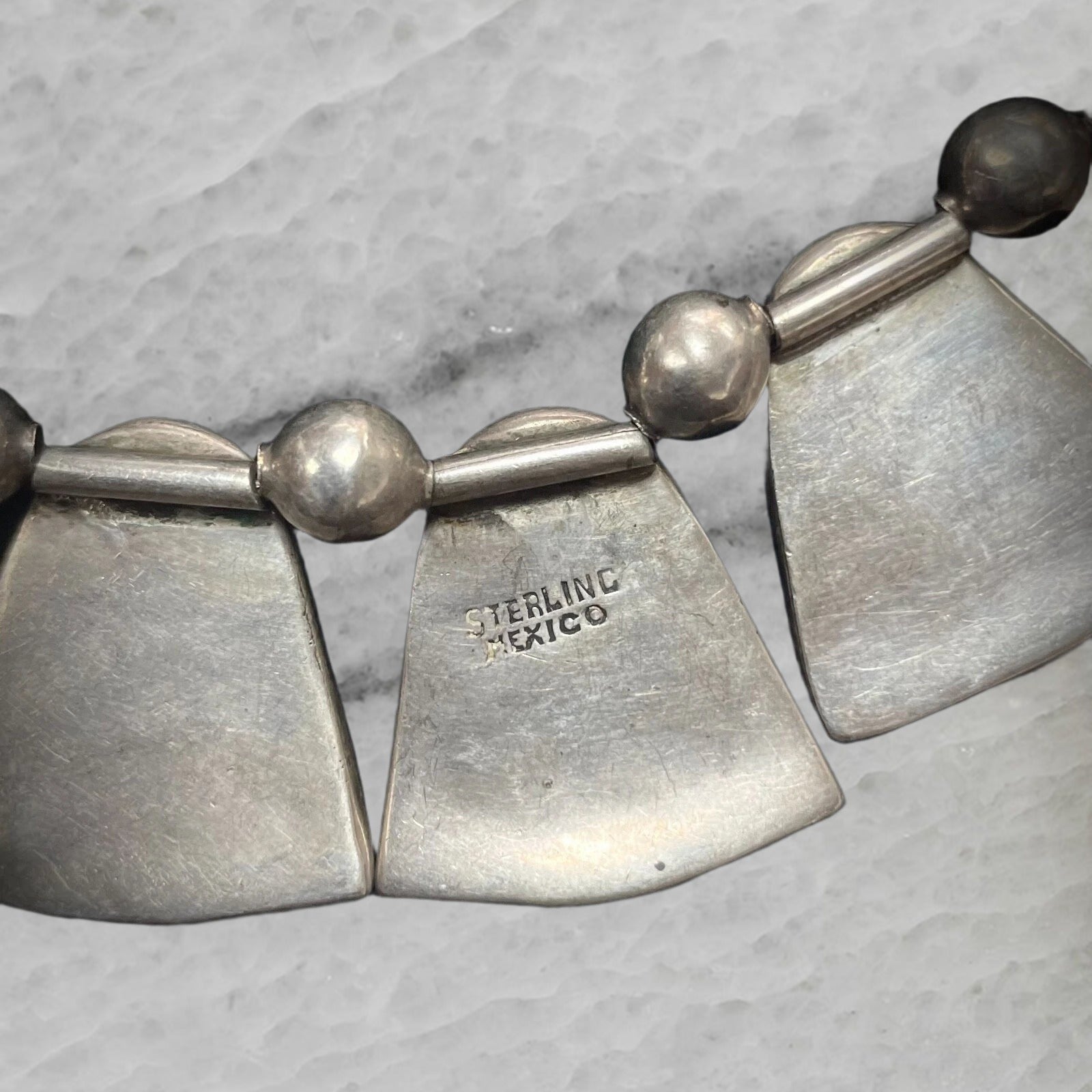 Mexico Vintage Sterling Silver Necklace with Abalone 17 5