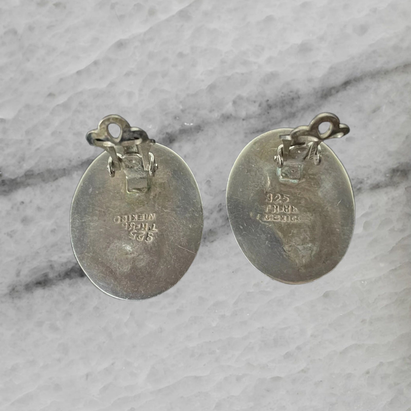 Mexico Vintage Sterling Silver Tm 86 Ear Clip Earrings