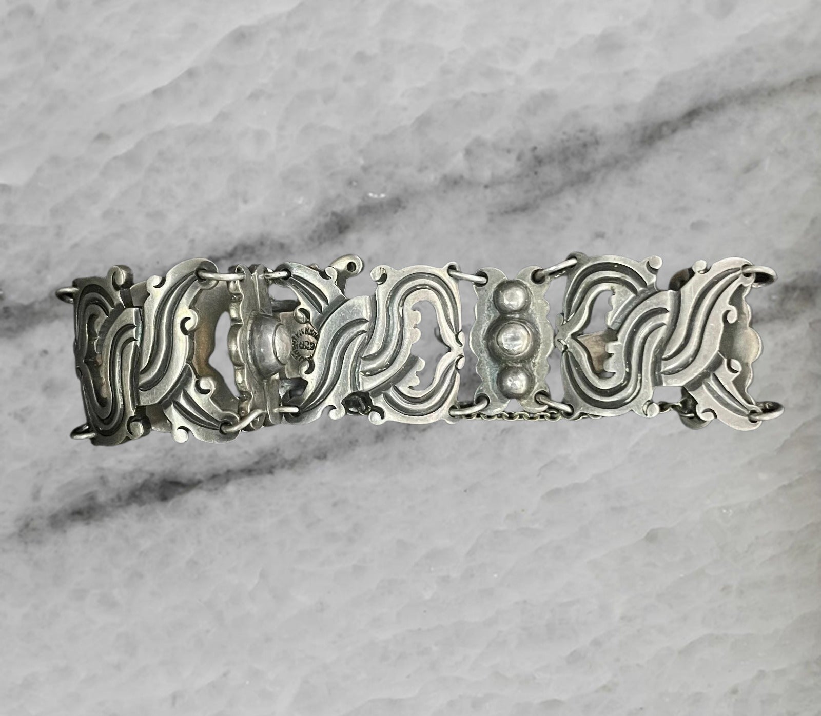 Mexico Vintage Sterling Silver Wide Panel Bracelet
