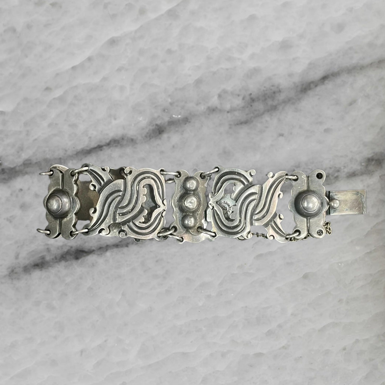 Mexico Vintage Sterling Silver Wide Panel Bracelet