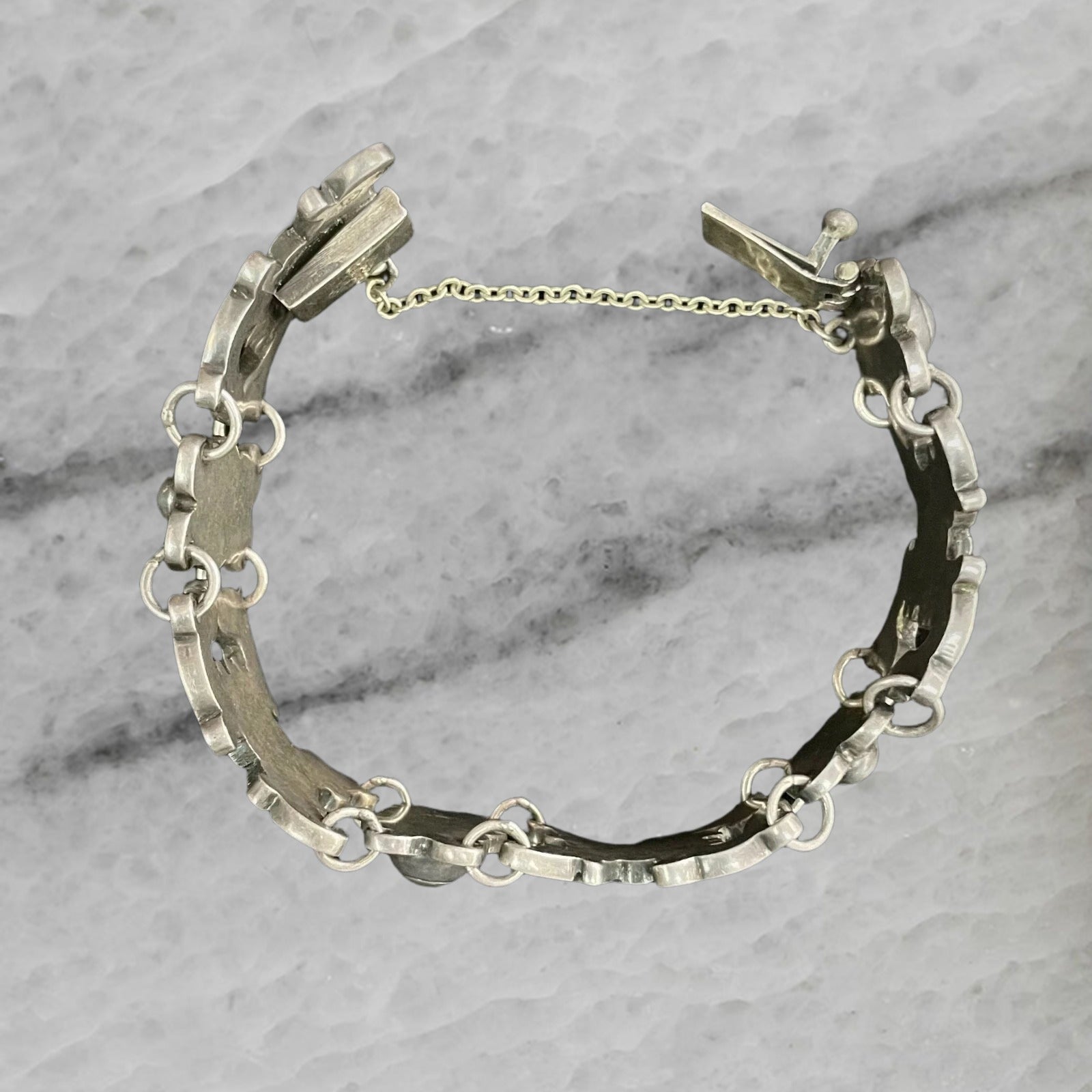 Mexico Vintage Sterling Silver Wide Panel Bracelet