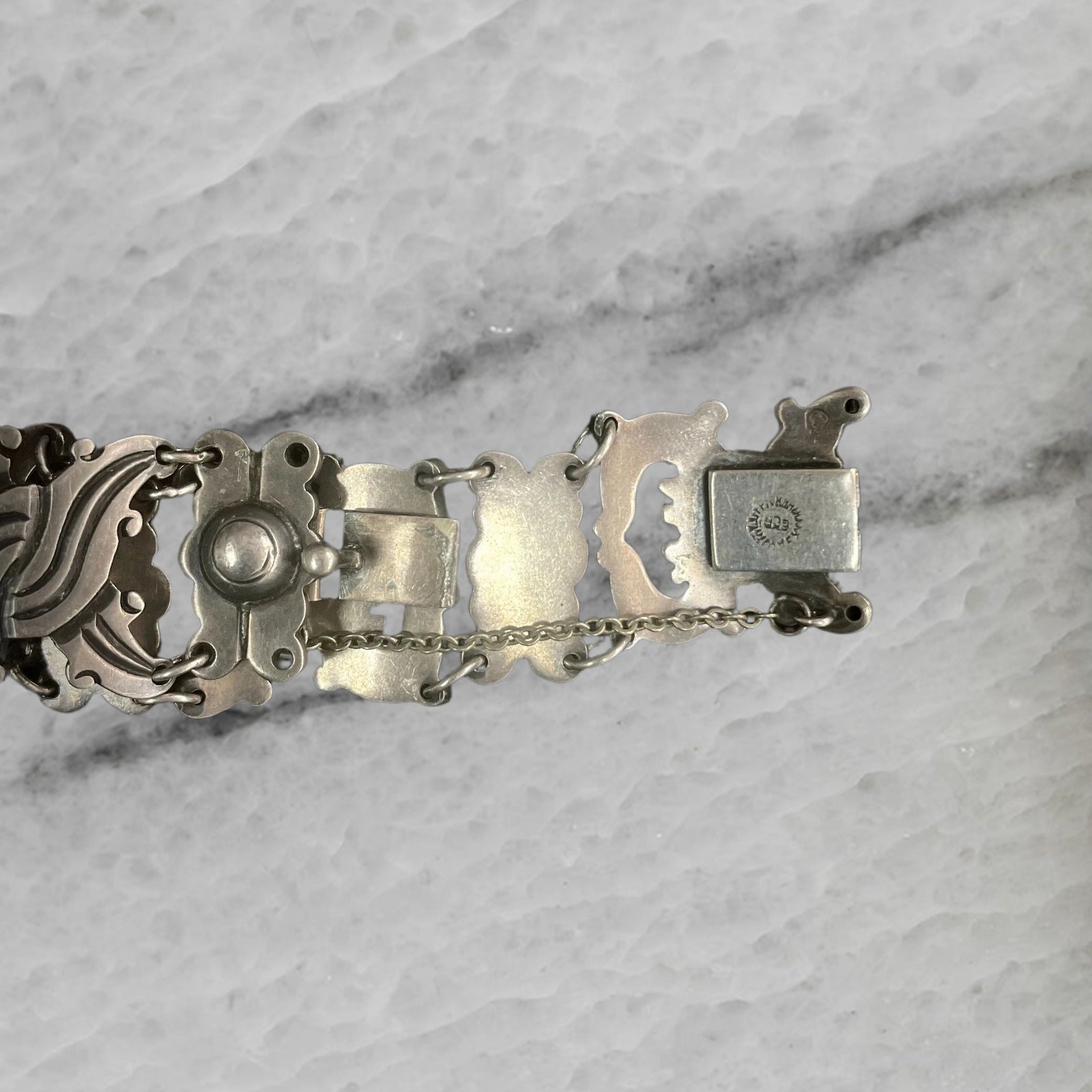 Mexico Vintage Sterling Silver Wide Panel Bracelet