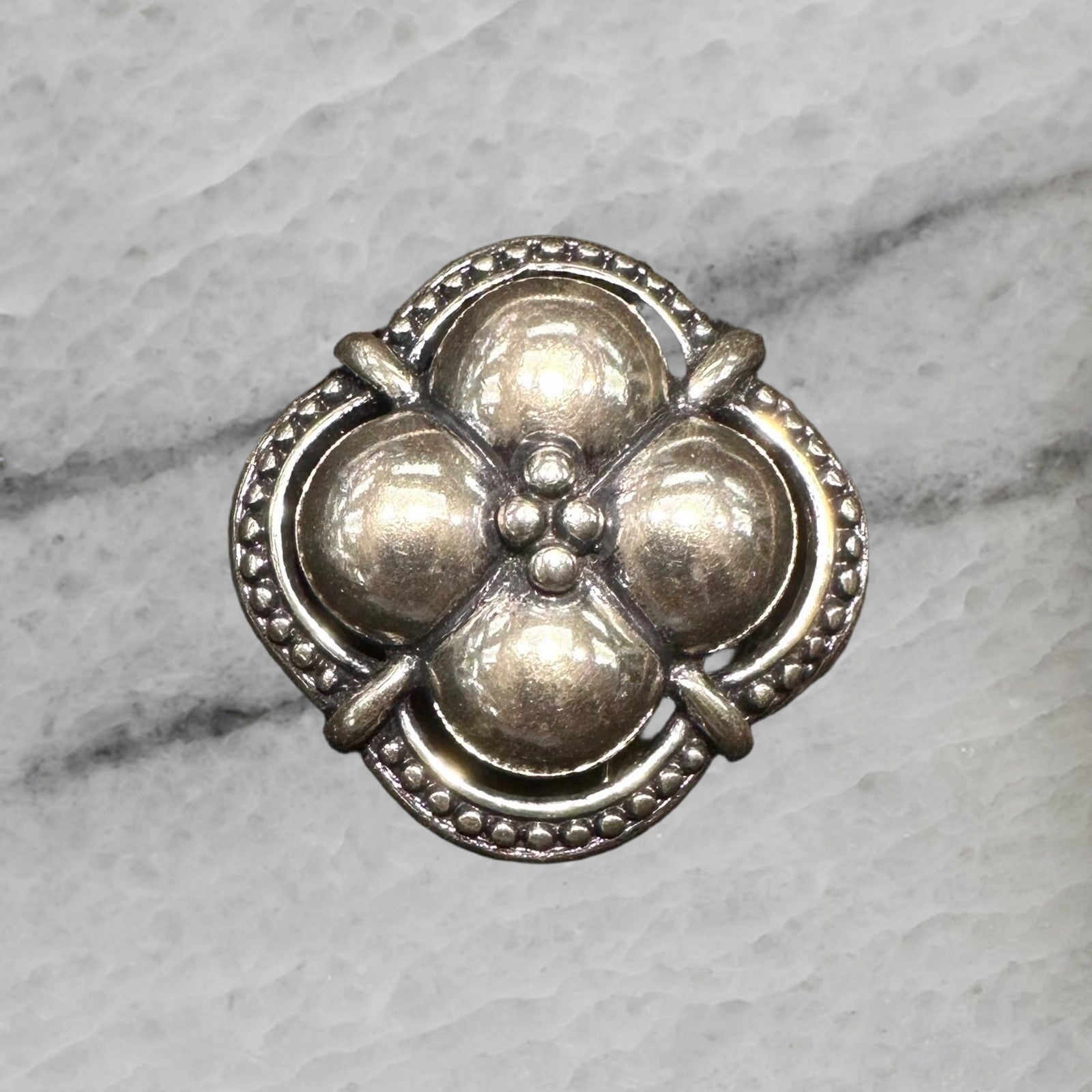 Monet Vintage Sterling Silver Beaded Floral Brooch Pin