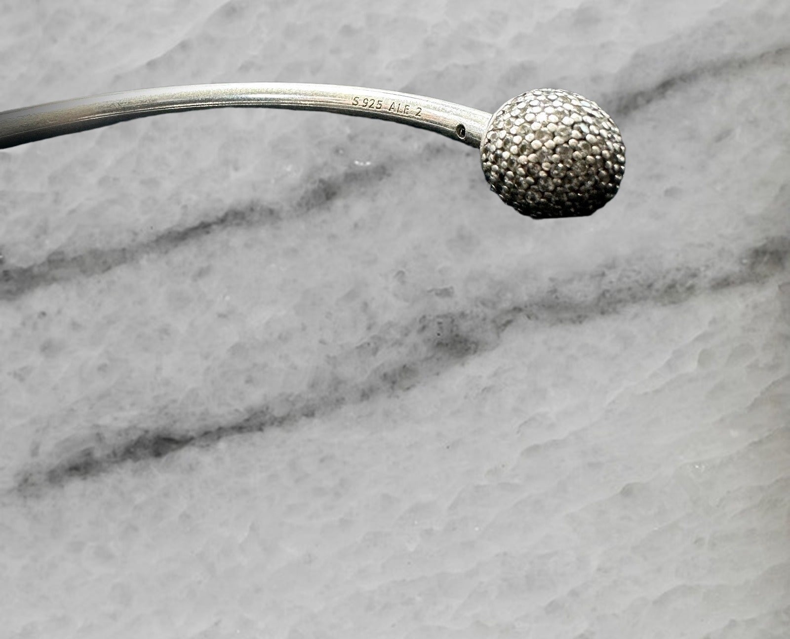 Pandora Moments Sterling Silver 4 Charm Cubic Zirconia Open Bangle Bracelet