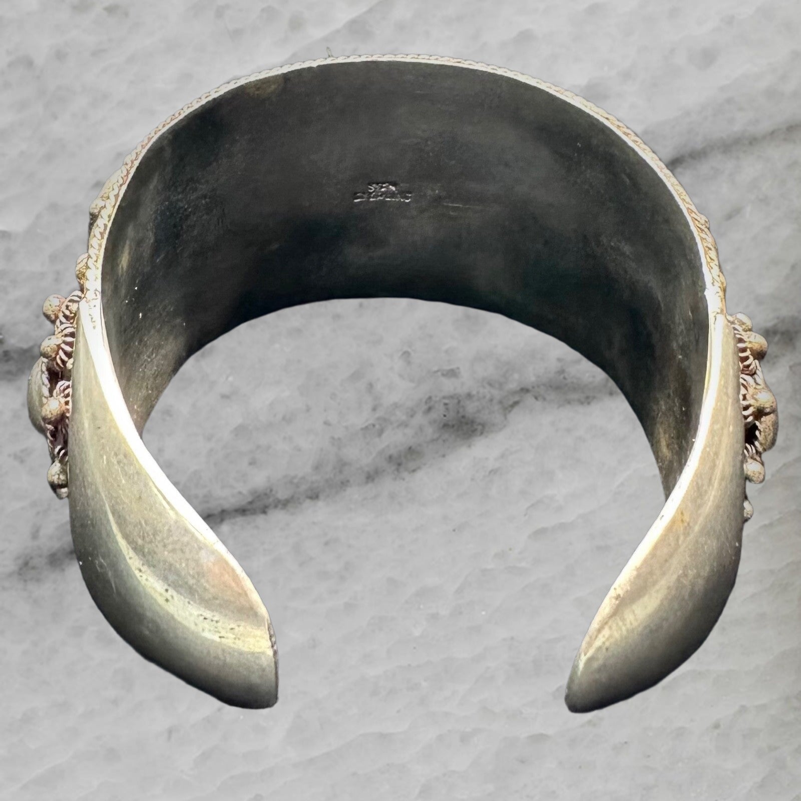 Purple Rhodolite Garnet Siam Sterling Silver Cannetille Vintage Bangle Bracelet