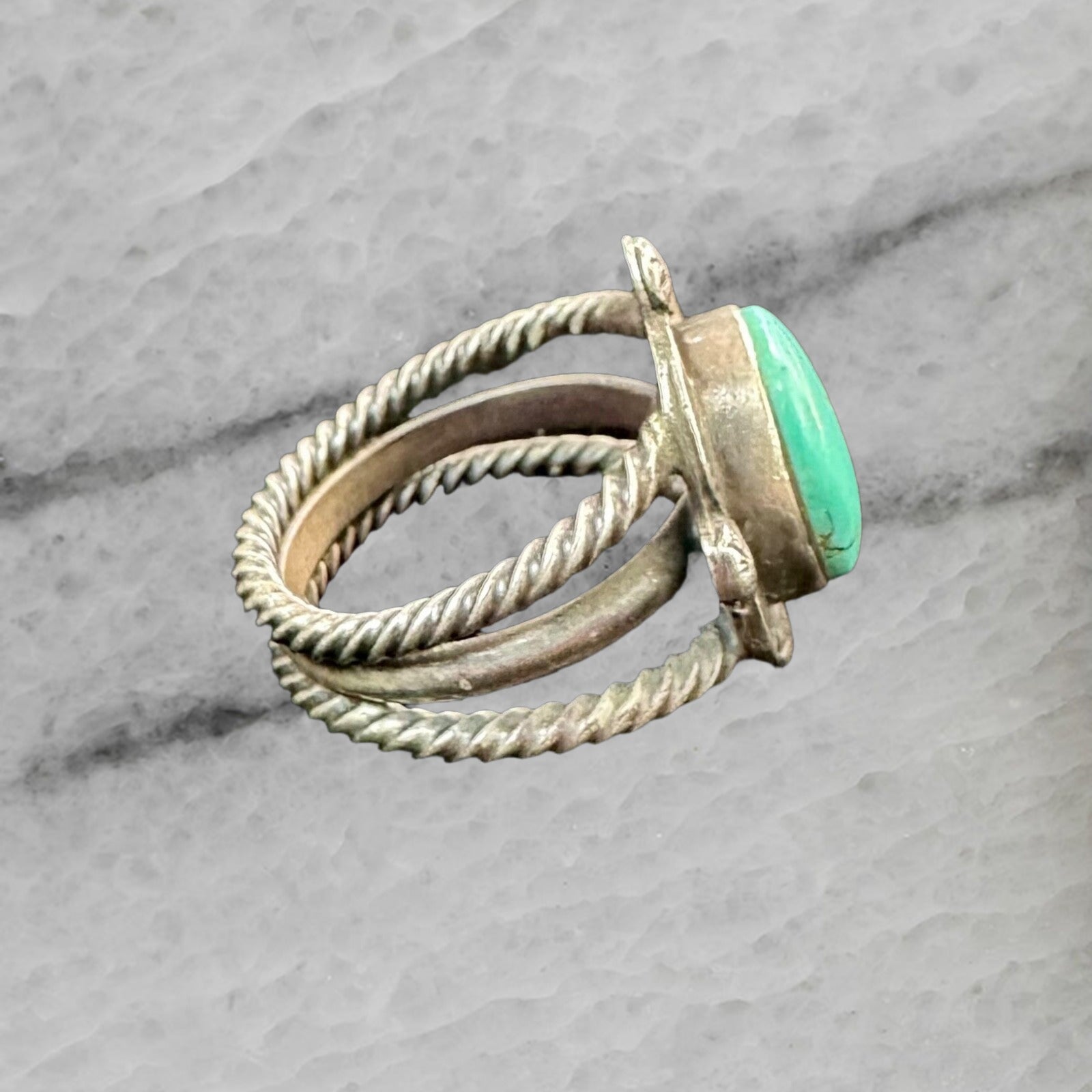 R B Running Bear Vintage Sterling Silver Turquoise Ring Size 7.75