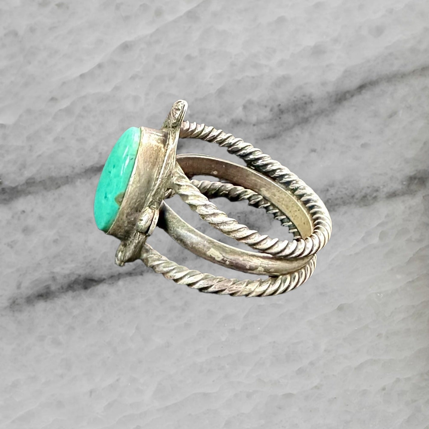 R B Running Bear Vintage Sterling Silver Turquoise Ring Size 7.75