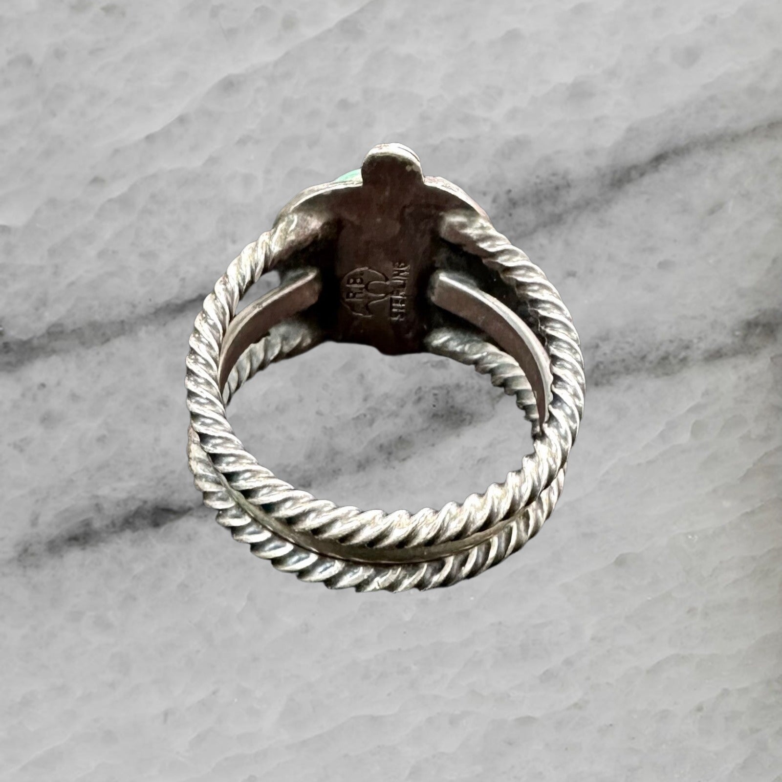 R B Running Bear Vintage Sterling Silver Turquoise Ring Size 7.75