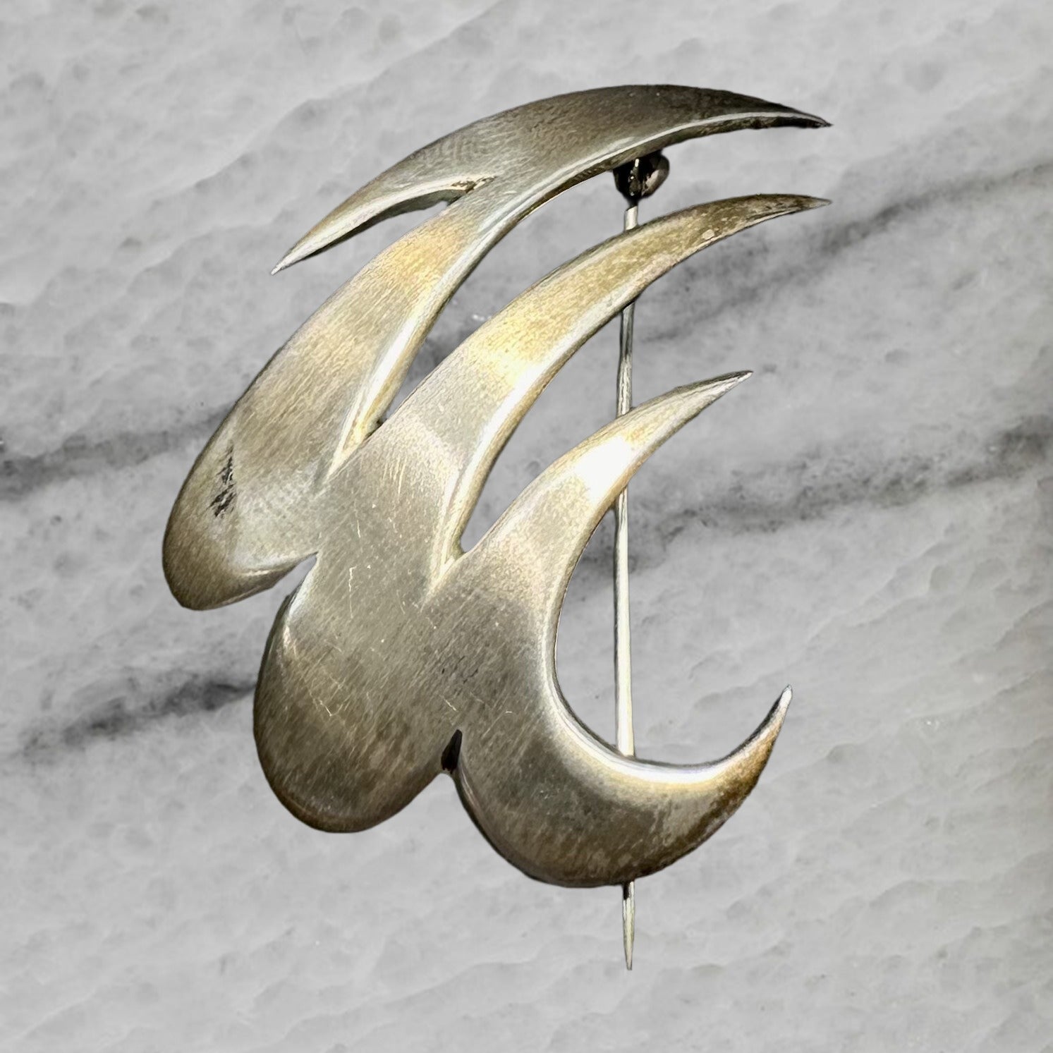 RA LA Rasmussen and Lassen Vintage Sterling Silver Modernist Wave Brooch Pin