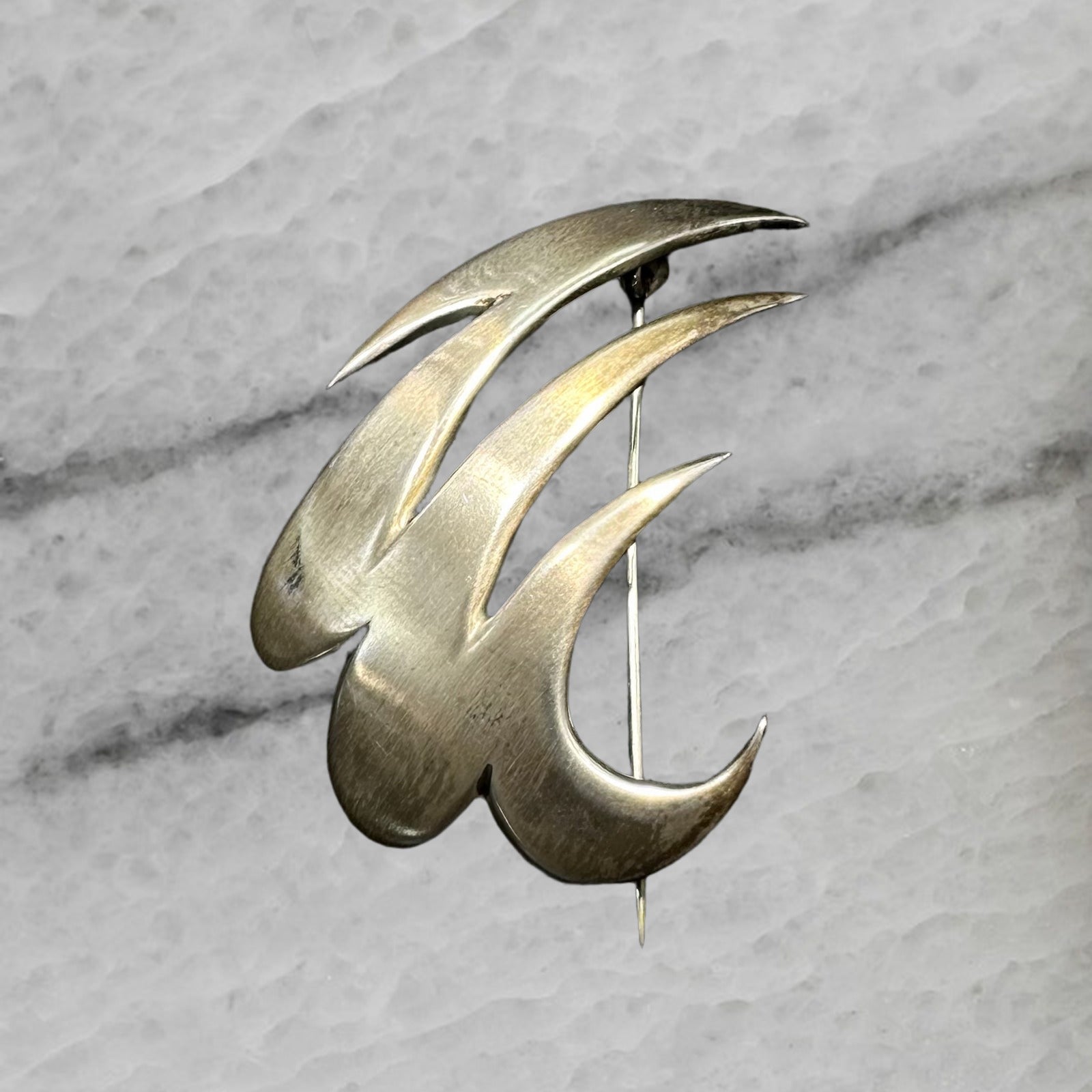 RA LA Rasmussen and Lassen Vintage Sterling Silver Modernist Wave Brooch Pin