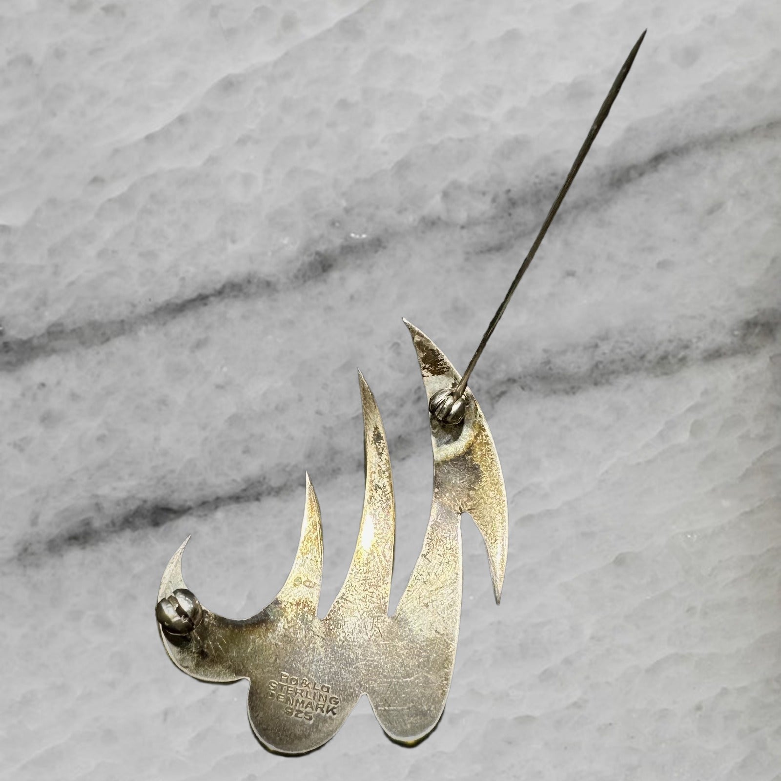 RA LA Rasmussen and Lassen Vintage Sterling Silver Modernist Wave Brooch Pin