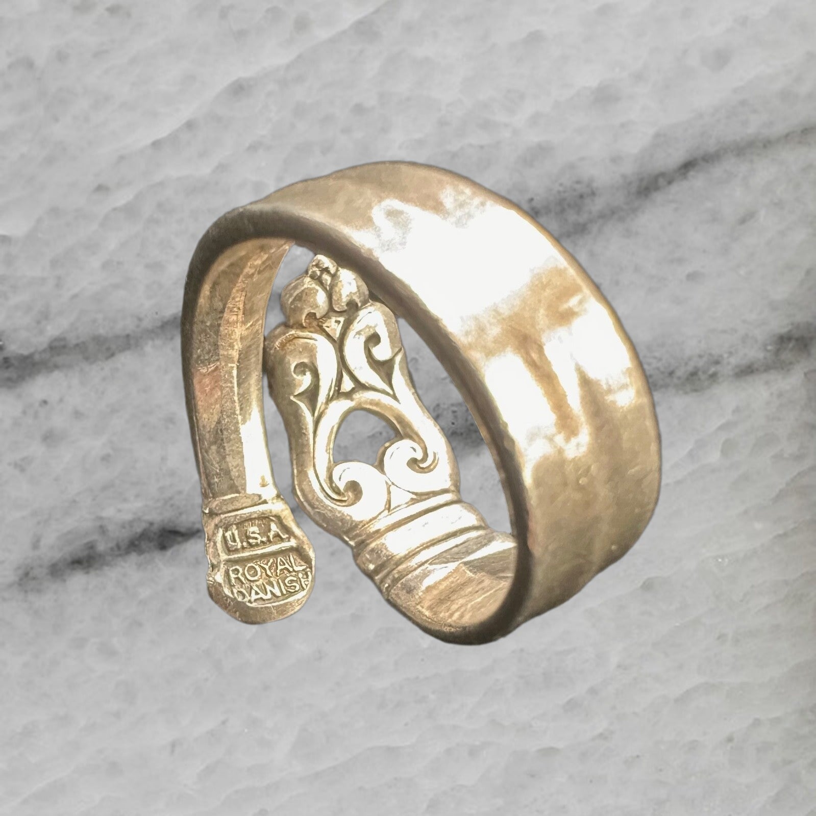 Royal Danish by International Silver Vintage Sterling Silver Spoon Ring Size 5