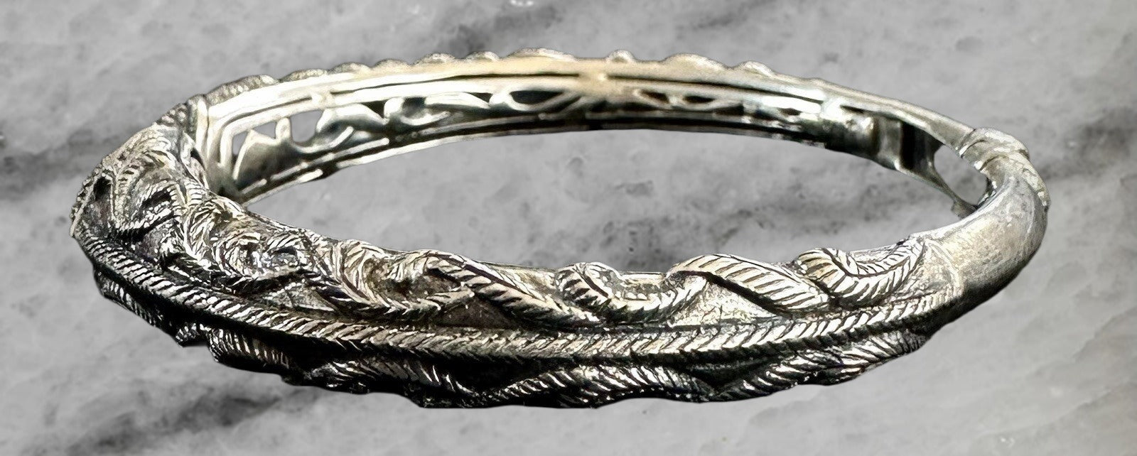 Thailand Sterling Silver Marcasite Cuff Bracelet Bangle 6 75