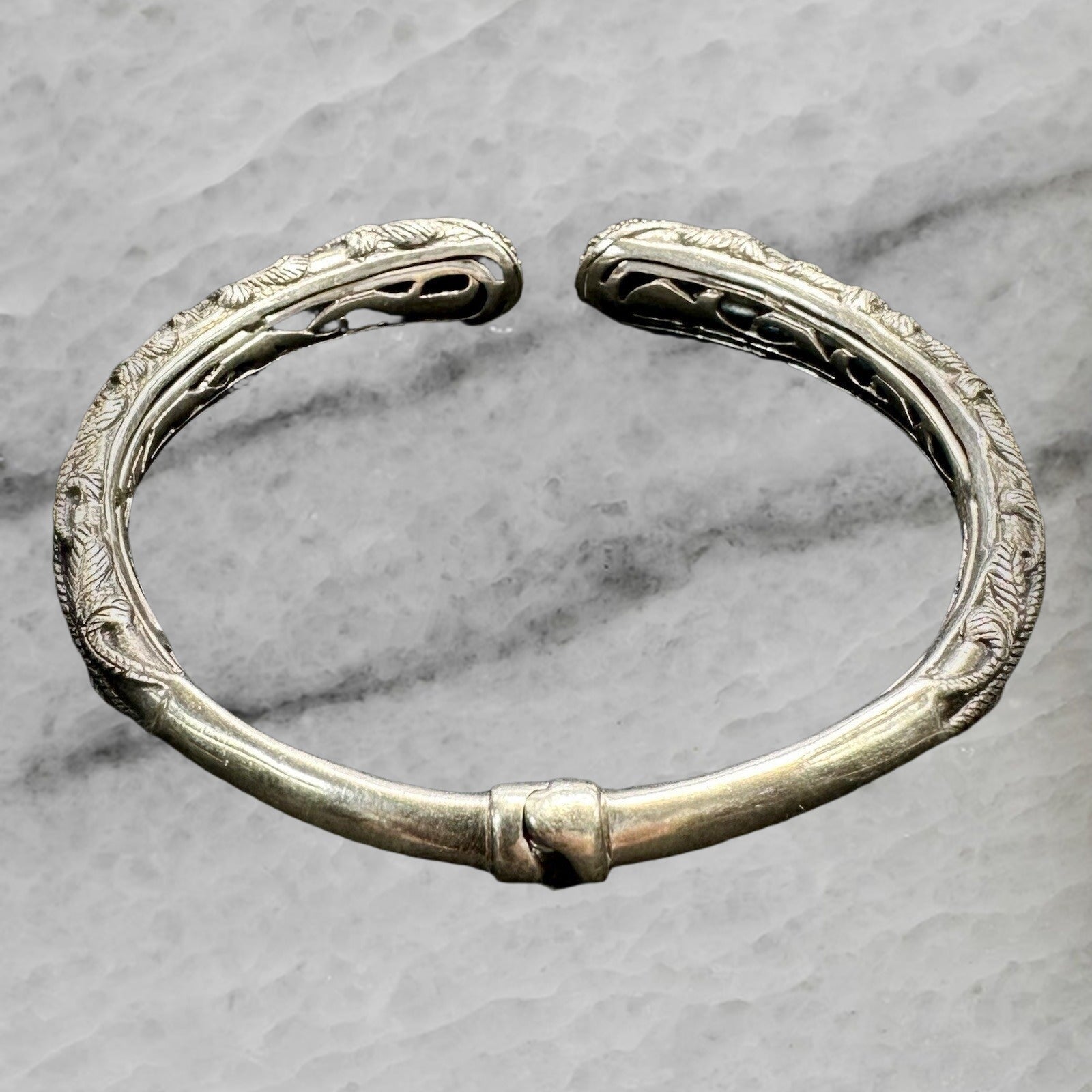 Thailand Sterling Silver Marcasite Cuff Bracelet Bangle 6 75