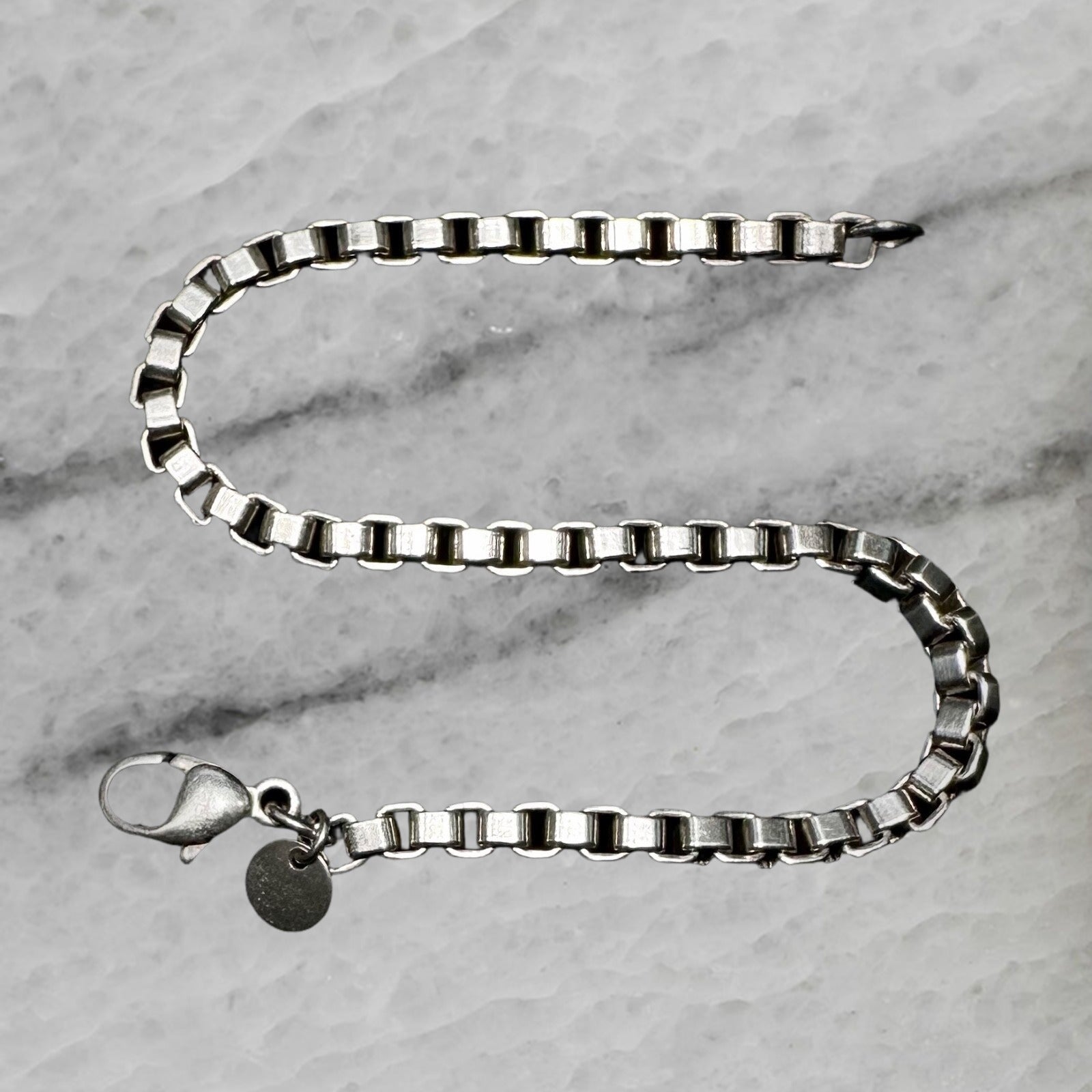 Tiffany Co Sterling Silver Venetian Link Box Chain 7 5