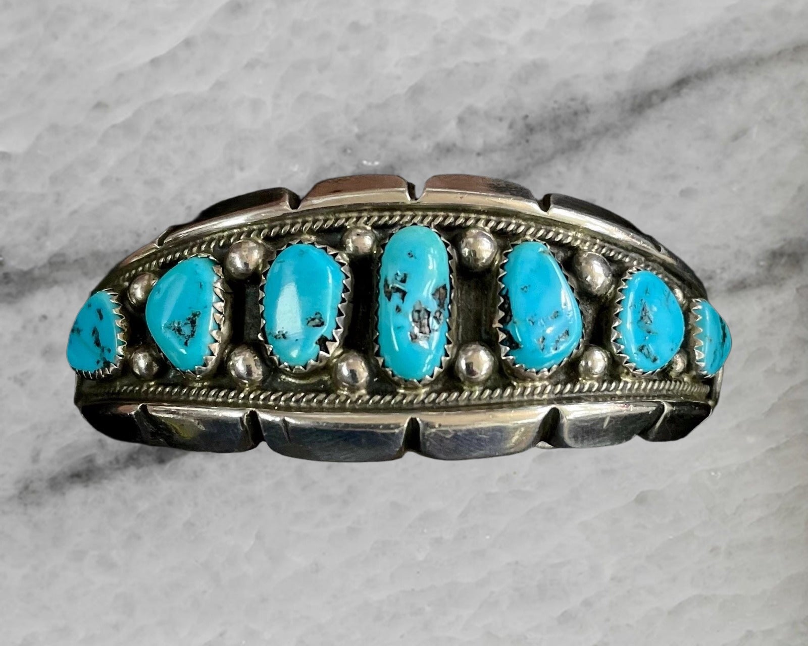 Tommy Moore Vintage Navajo Sterling Silver 7 Kingman Turquoise Cuff Bracelet