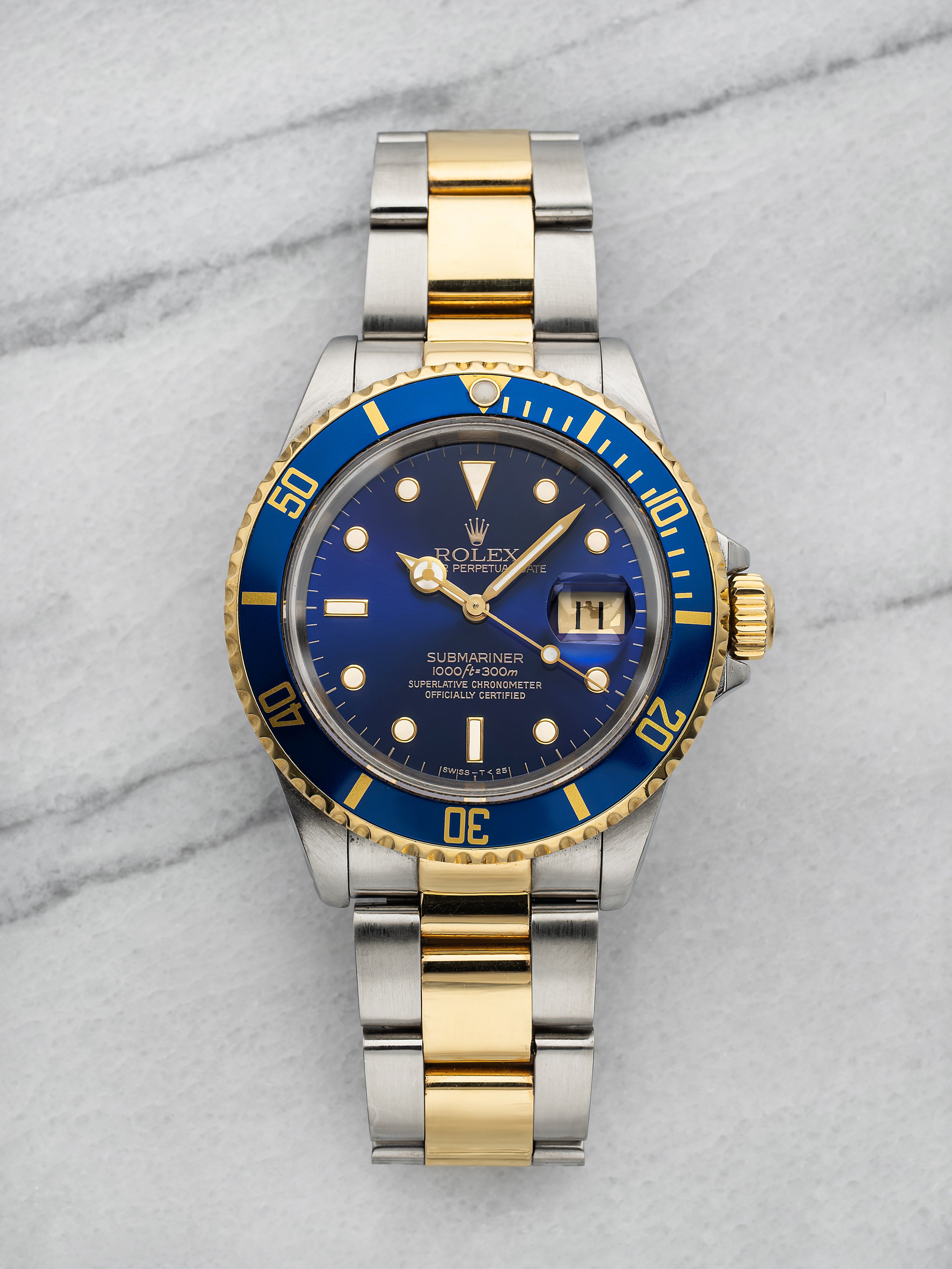 Vintage 1990 Rolex Submariner 16613 Two-Tone Blue Dial Automatic 40mm