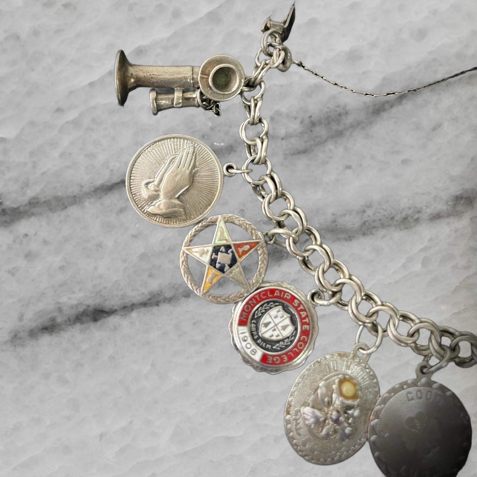 Vintage 12 Charm Sterling Silver Charm Bracelet 8