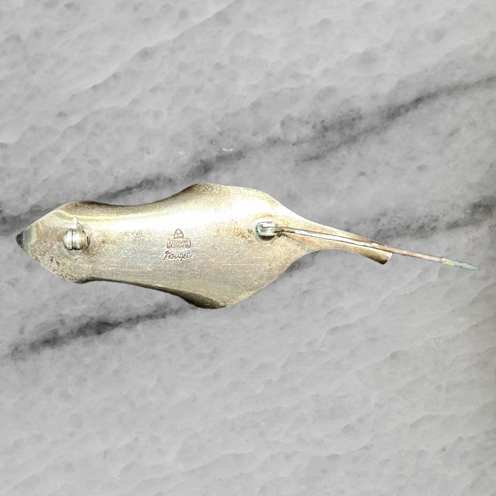 Vintage Denmark Anton Michelsen by Gertude Rougie Sterling Leaf Pin Brooch