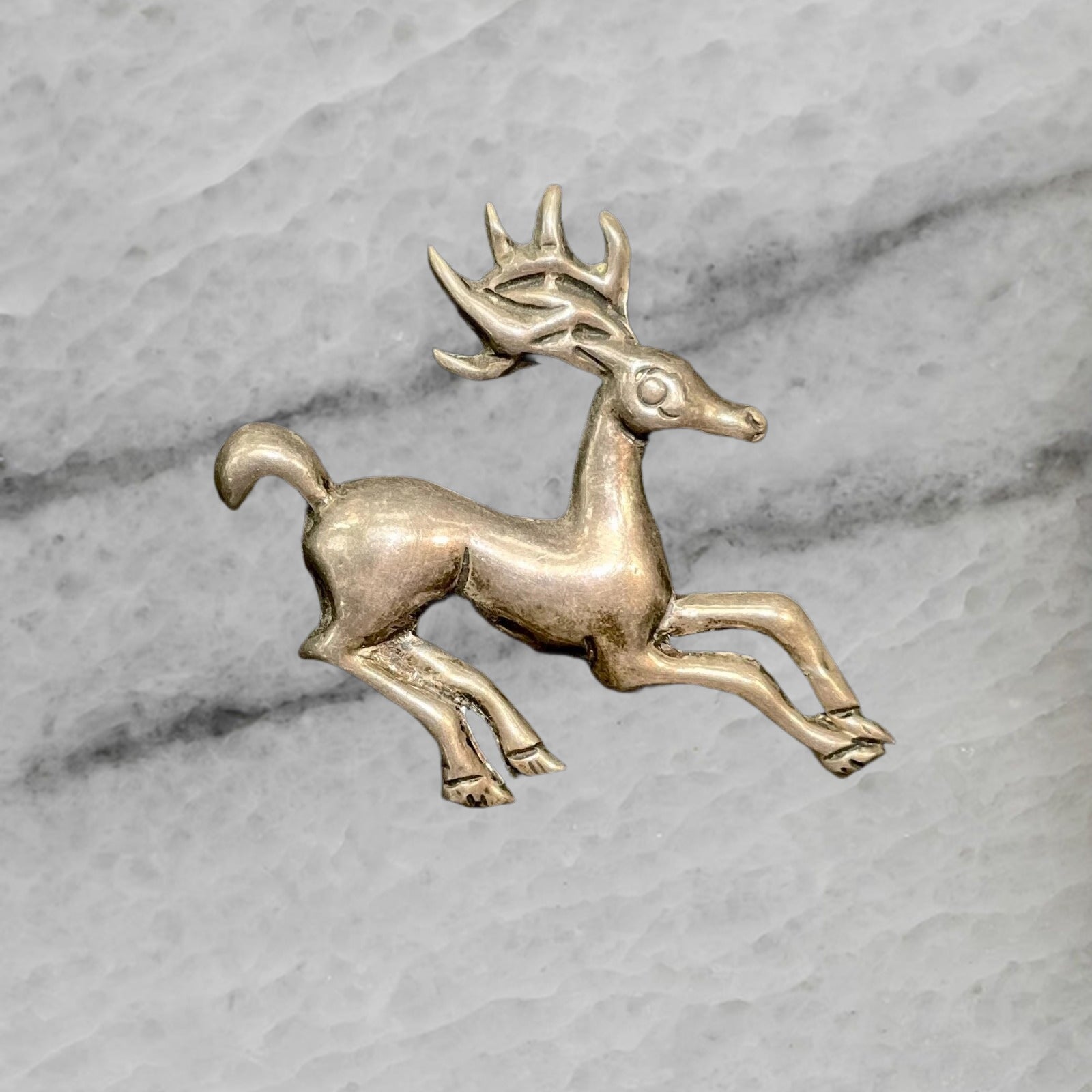 Vintage Mexico Sterling Silver Handmade Elk Deer Pin Brooch