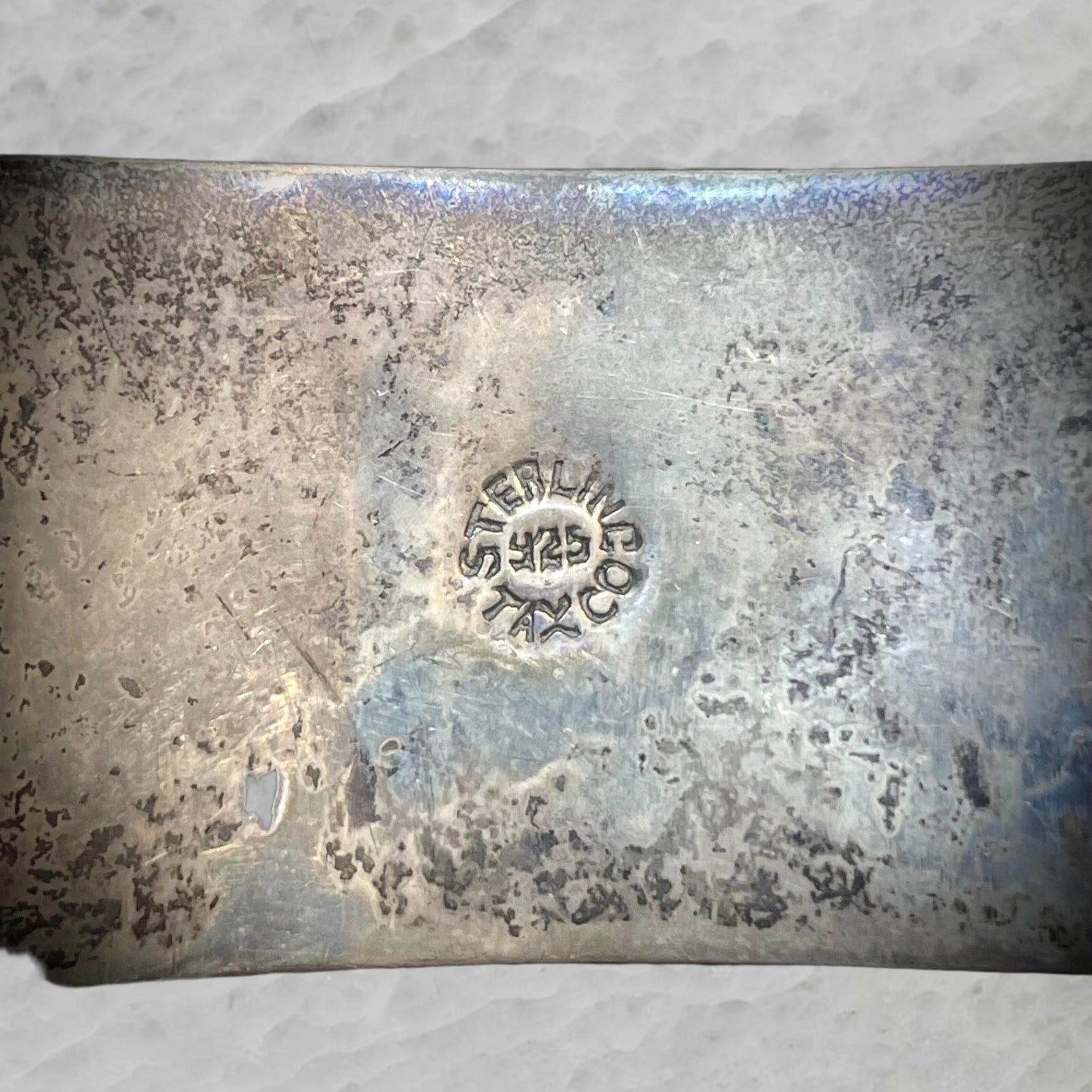 Vintage Mexico Taxco Sterling Silver Wide Panel Bracelet with Abalone